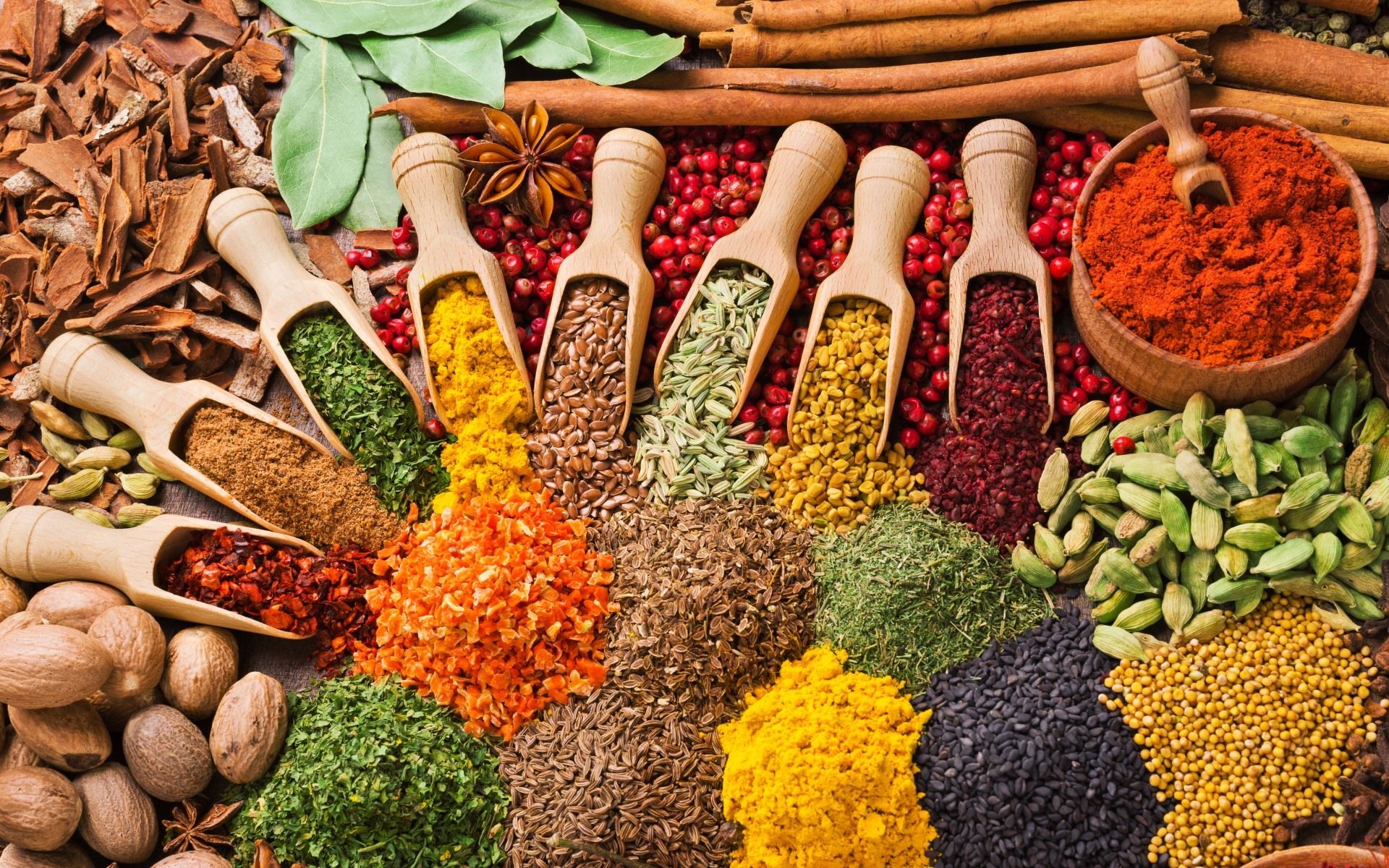 Wallpaper Colorful grains, mustard, curry, spices 1920x1200 HD Picture, Image