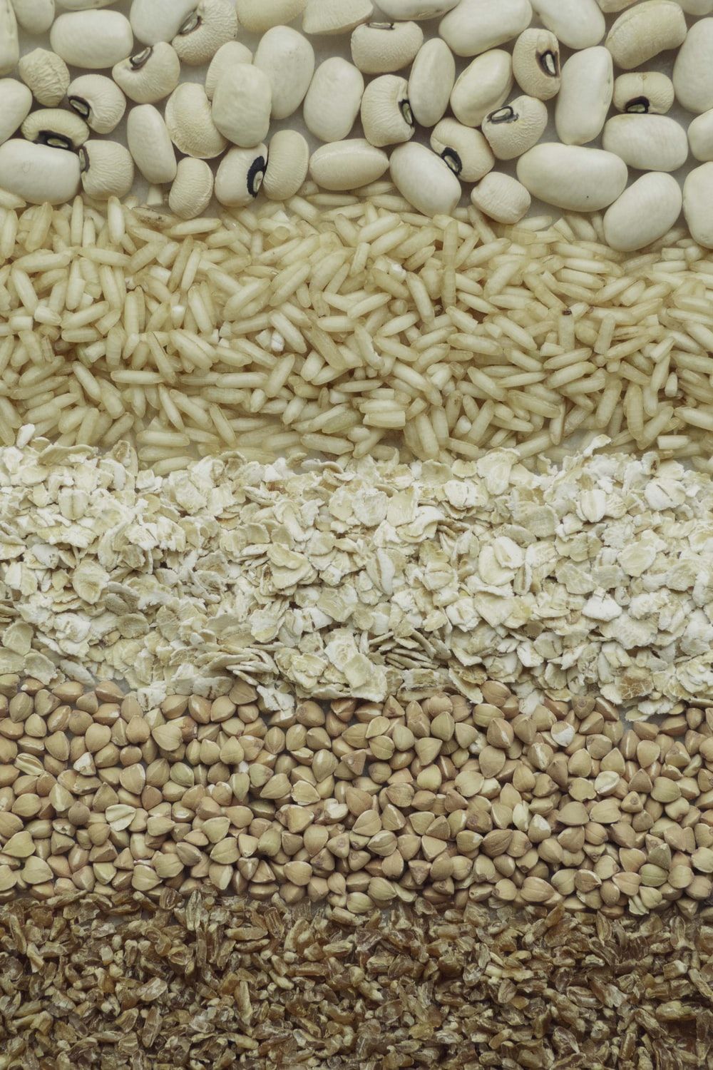 white and brown rice grains photo