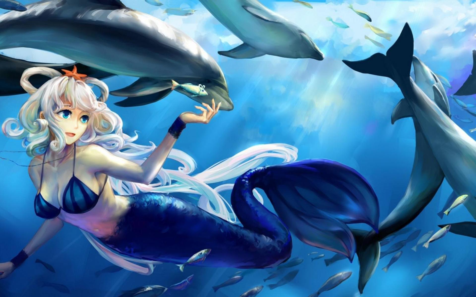 Anime Mermaid Girl HD Wallpaper
