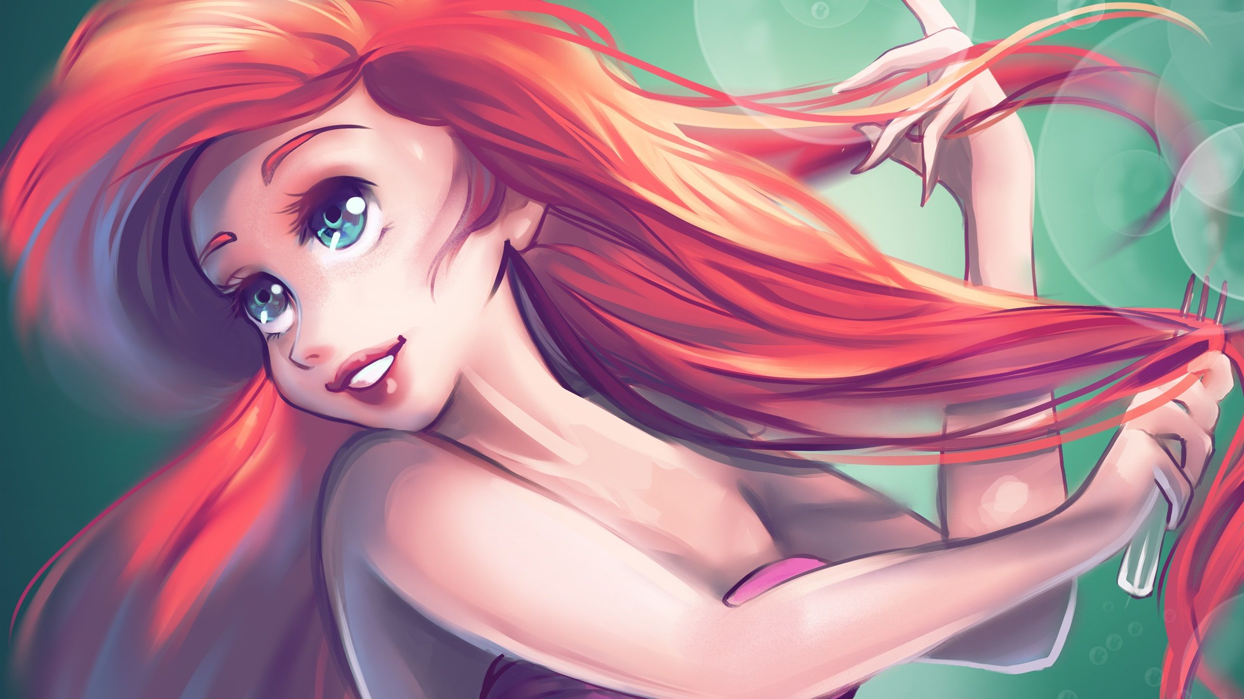 Wallpaper The Little Mermaid, red hair, blue eyes 2880x1800 HD Picture, Image