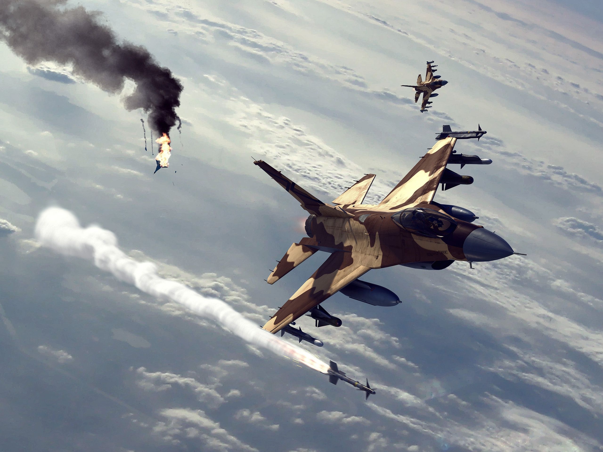 Wallpaper Fighter air battle 2560x1920 HD Picture, Image