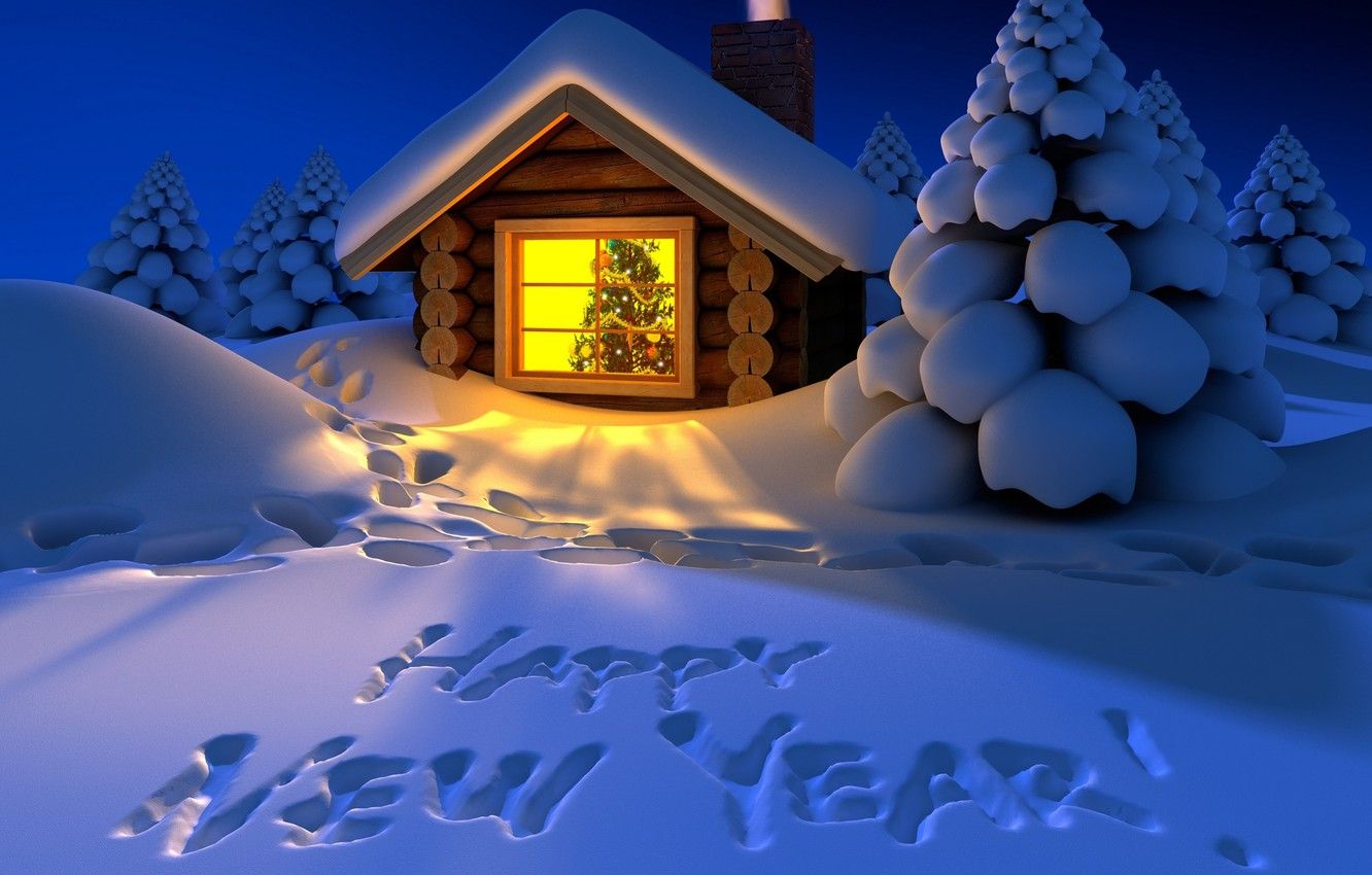 Wallpaper winter, snow, the inscription, the evening, New Year, Happy New Year, winter, snow, Holiday, Happy New Year image for desktop, section новый год