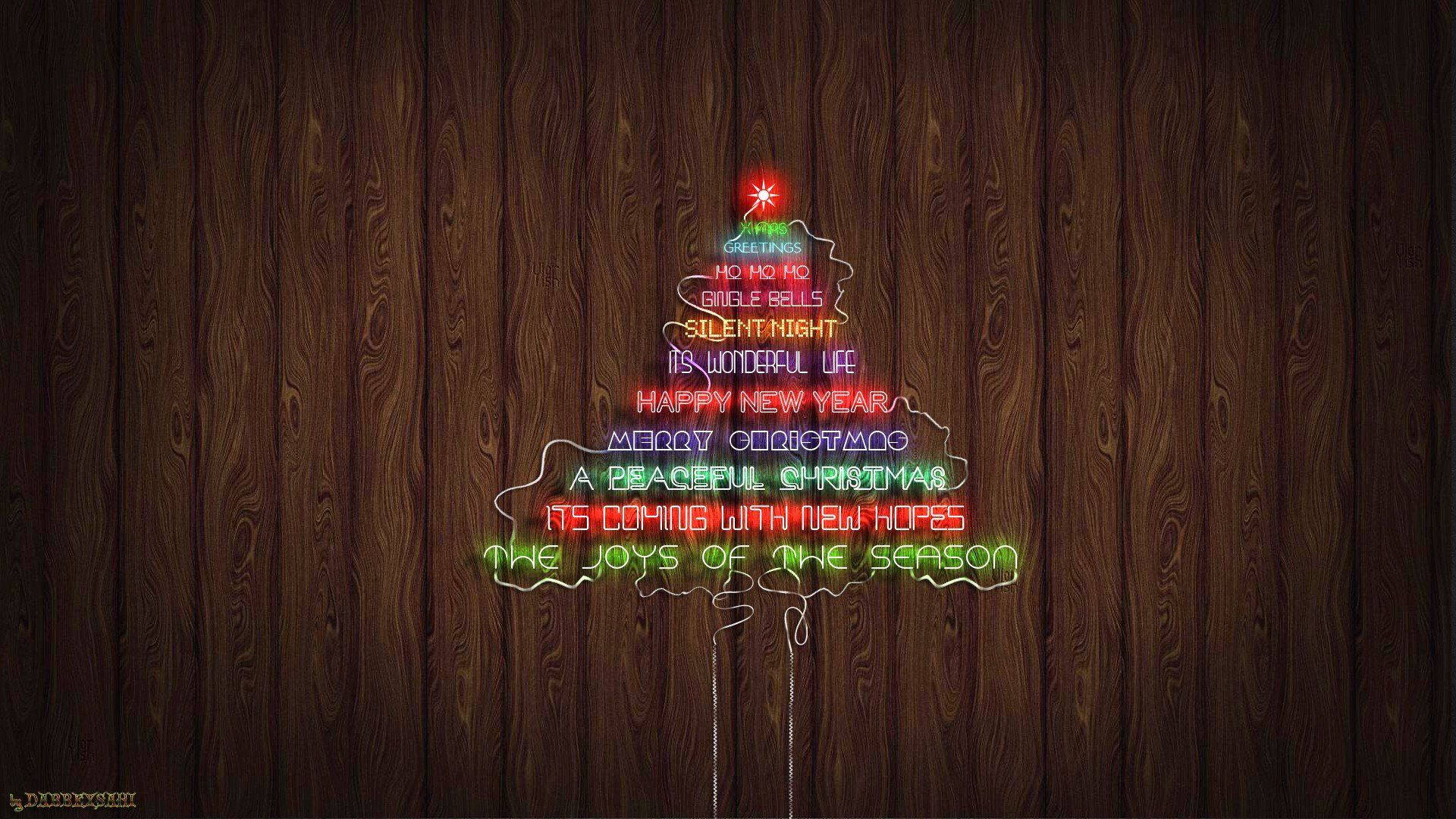 Christmas, Christmas Tree, Christmas ornaments, Christmas lights, Neon, Neon light, Neon text, Typography Wallpapers HD / Desktop and Mobile Backgrounds