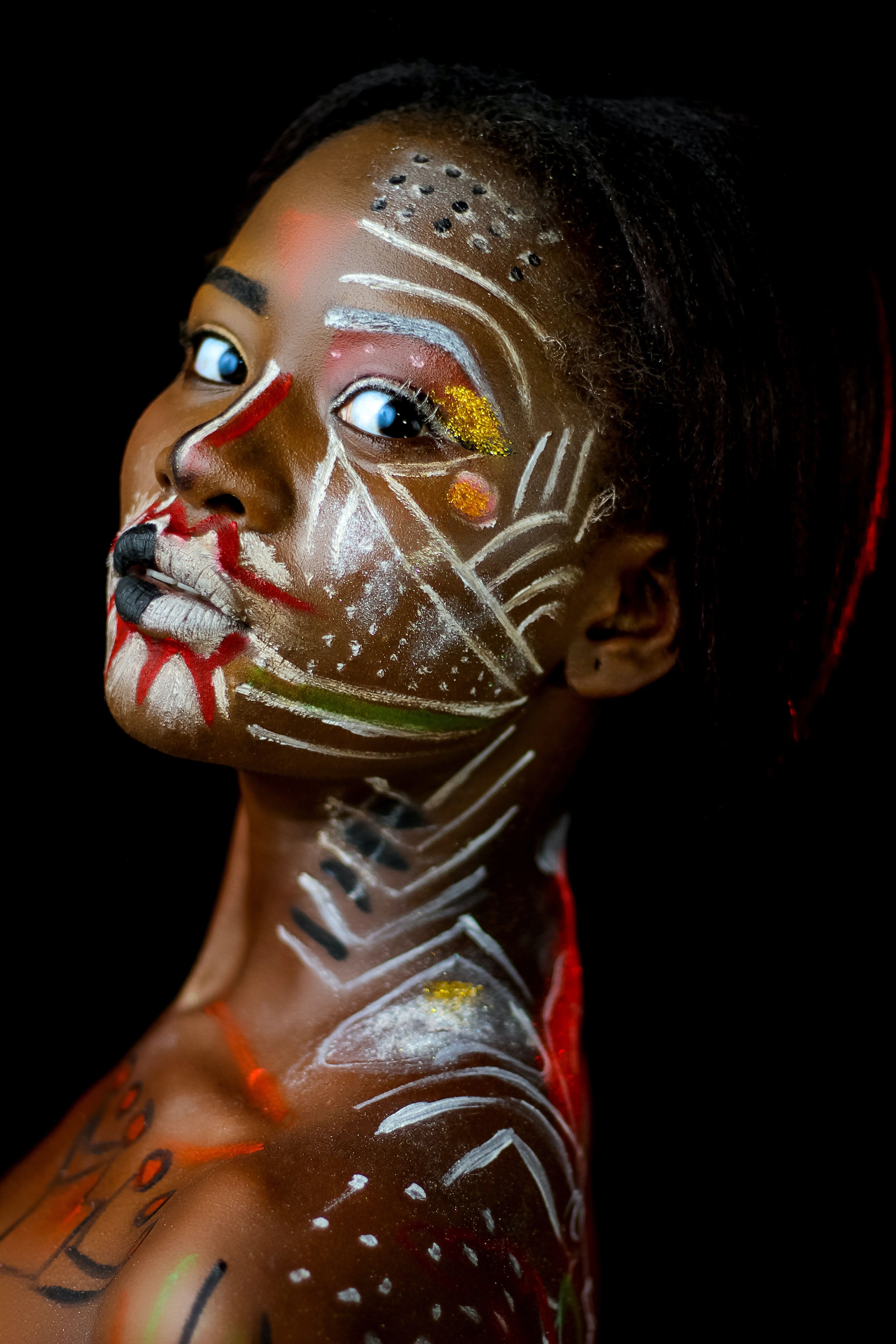 Woman with Face and Body Paint · Free