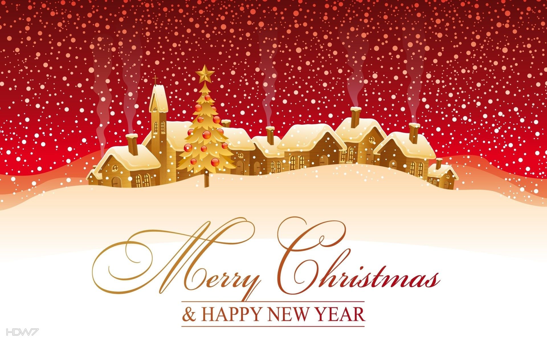 merry christmas and happy new year houses tree snow holiday. HD wallpaper gallery