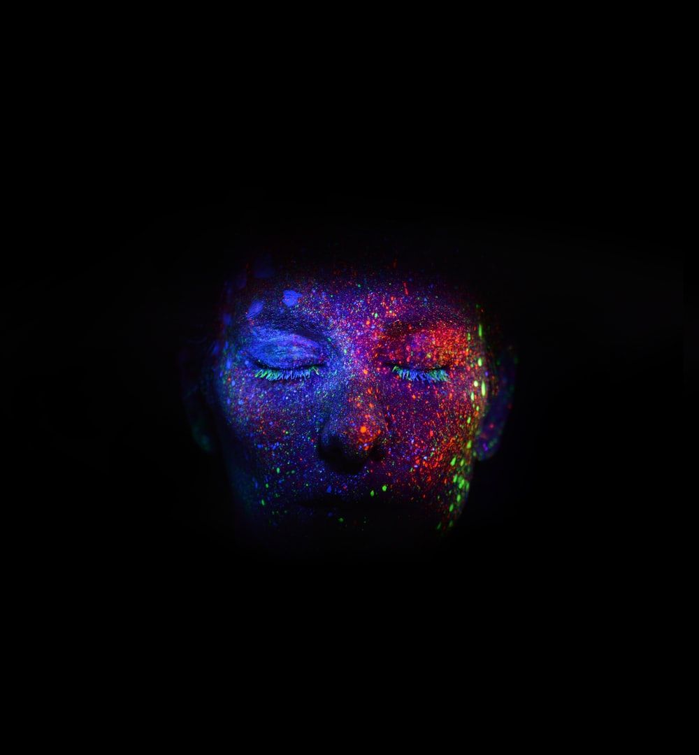 women's face with glitters photo