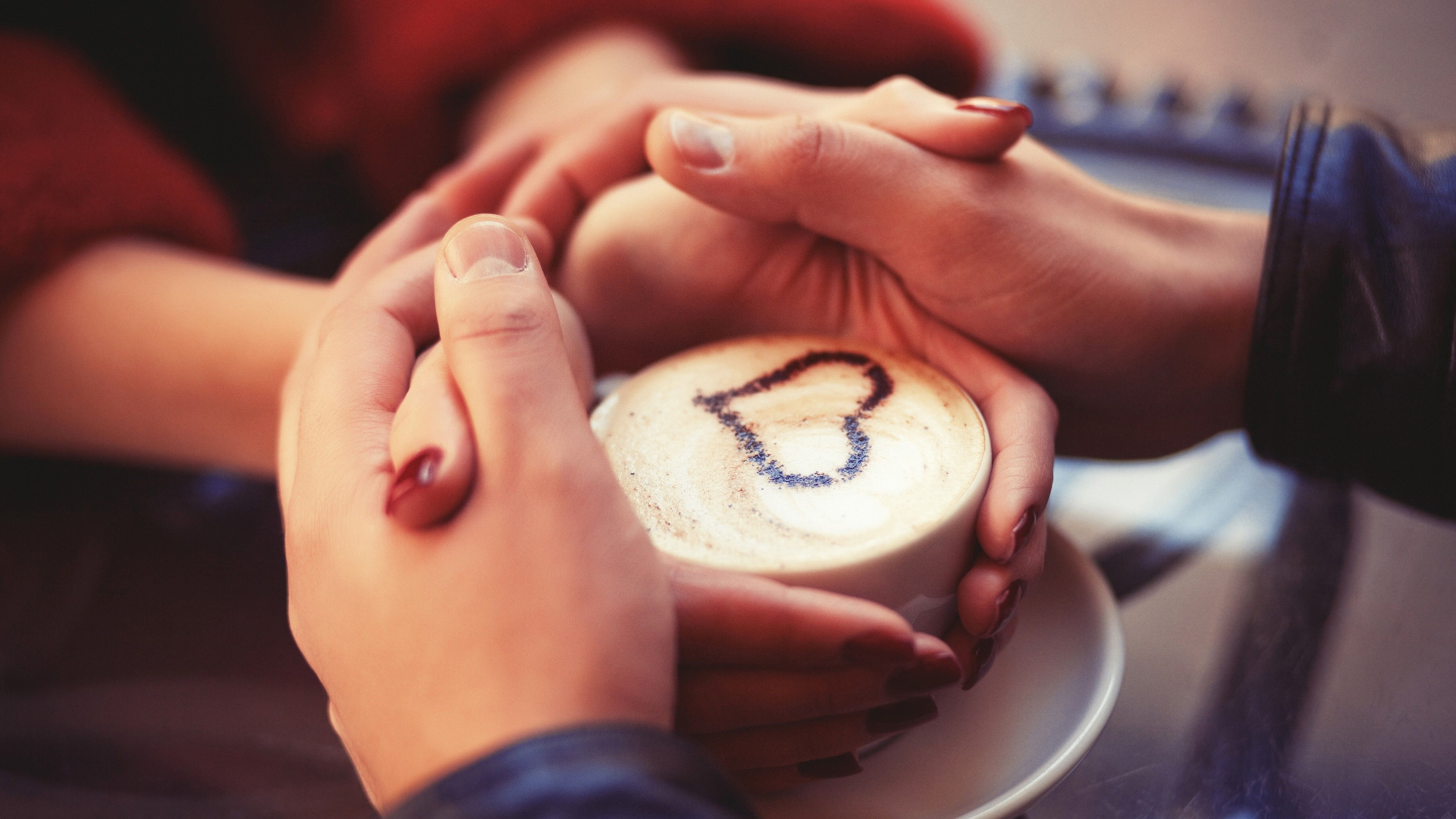 Couple Holding Hands At Coffee 5k HD 4k Wallpaper, Image, Background, Photo and Picture