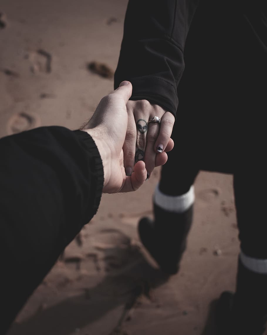 Silver Colored Ring, Hand, Holding Hand, Tattoo, Sleeve, Couple Holding Hands