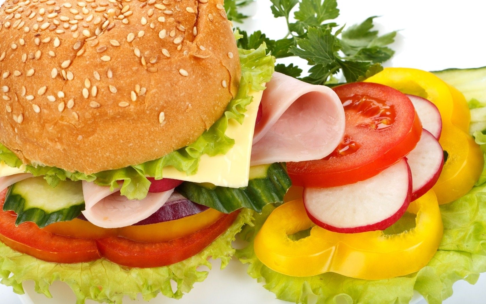 Salad and Non Veg Burger Photo