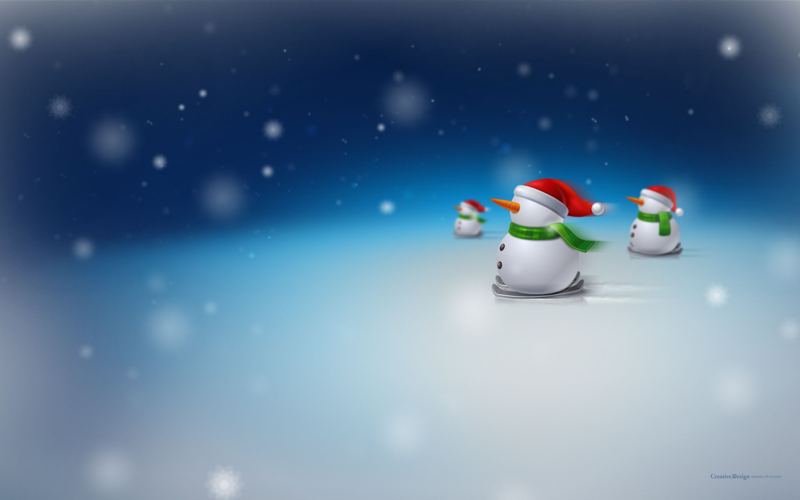 Christmas Snowman Santa Hats Wallpaper