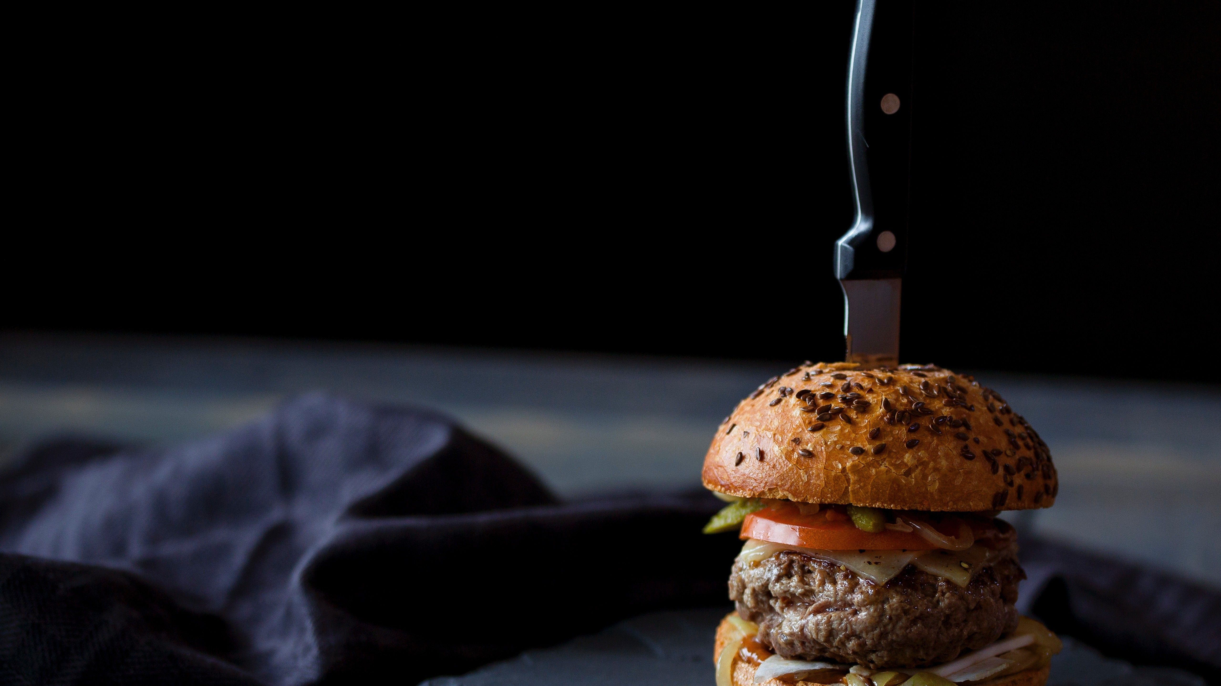 Non Veg Burger And Knife 5k Image Background Boar Westminster Restaurant London