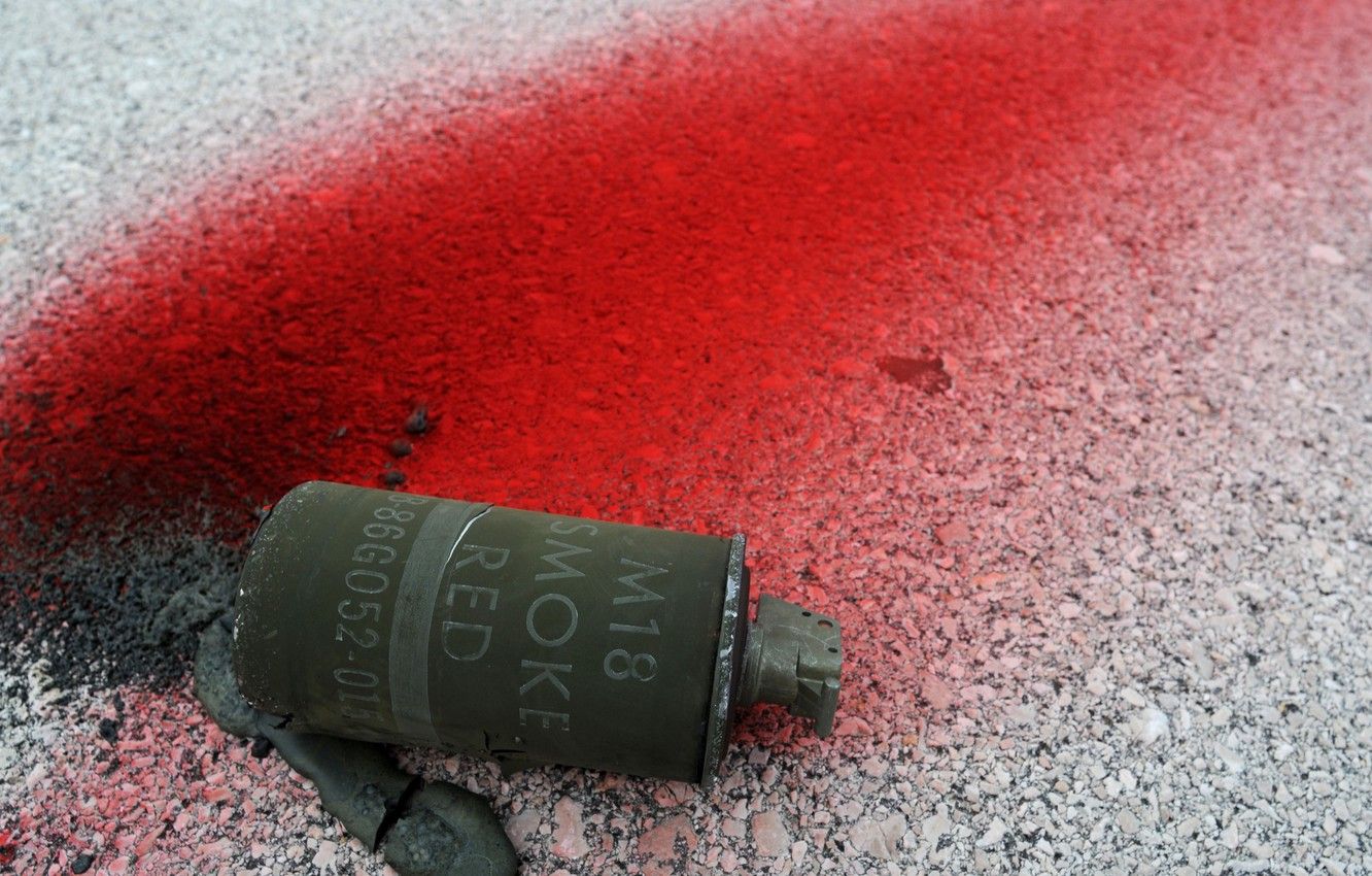 Wallpaper asphalt, red, pomegranate, smoke, M grenades, smoke grenade, smoke grenades, Military smoke grenades image for desktop, section оружие
