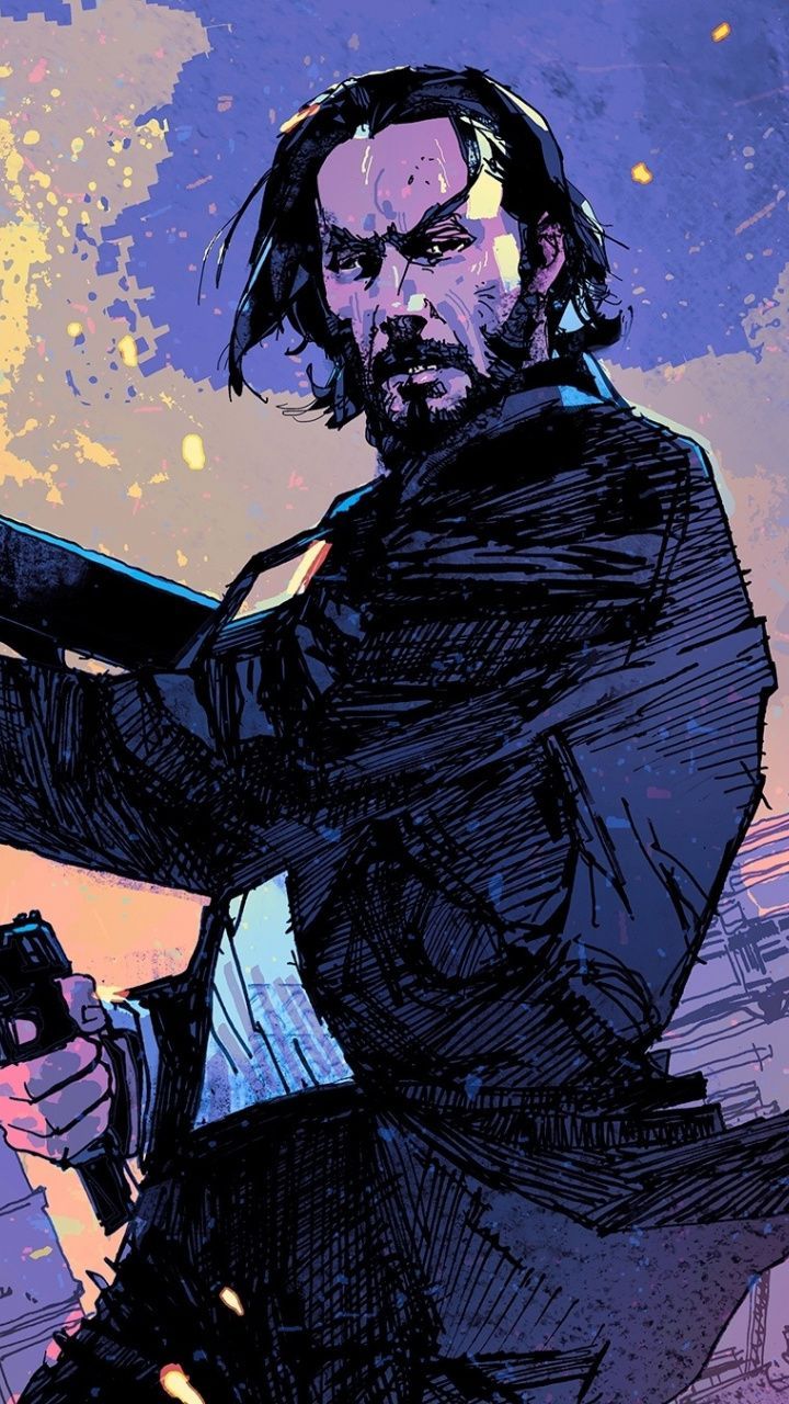 John wick, actor, Keanu Reeves, movie, art, 720x1280 wallpaper. Art, Movie art, Keanu reeves