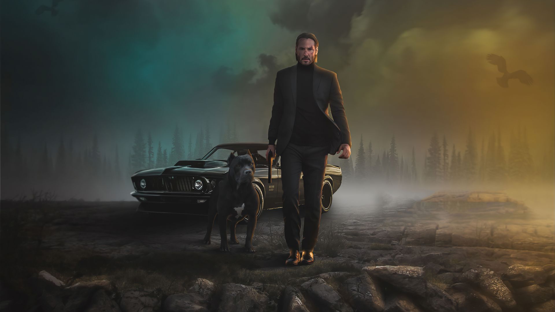Desktop wallpaper 2020, john wick and dog, movie art, HD image, picture, background, a0222c