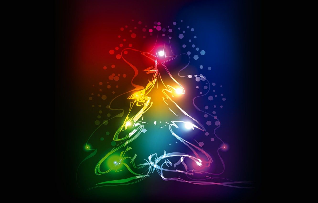Wallpaper tree, colors, New Year, Christmas, christmas, tree, neon, xmas image for desktop, section новый год