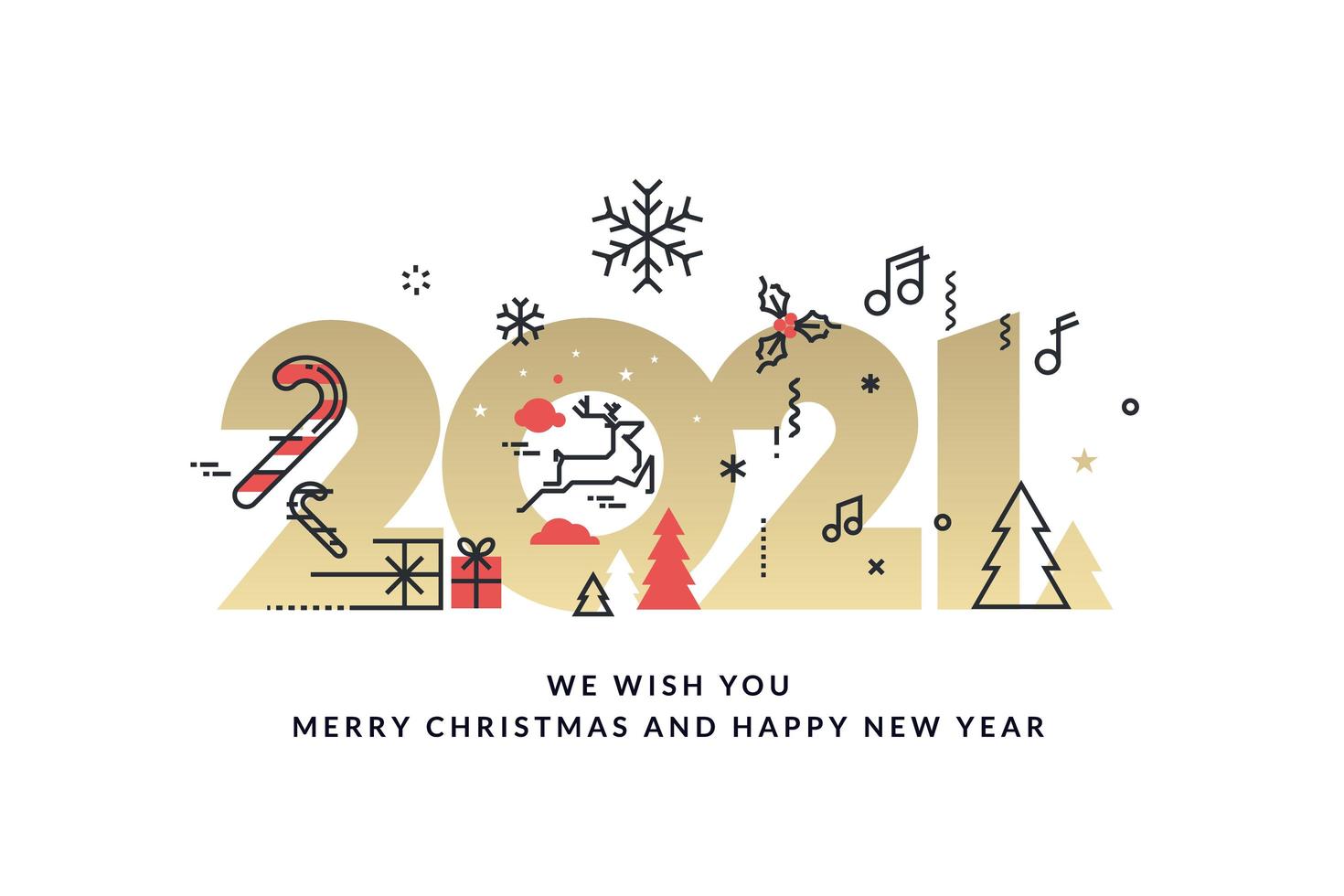 Merry Christmas and Happy New Year 2021 Card Free Vectors, Clipart Graphics & Vector Art