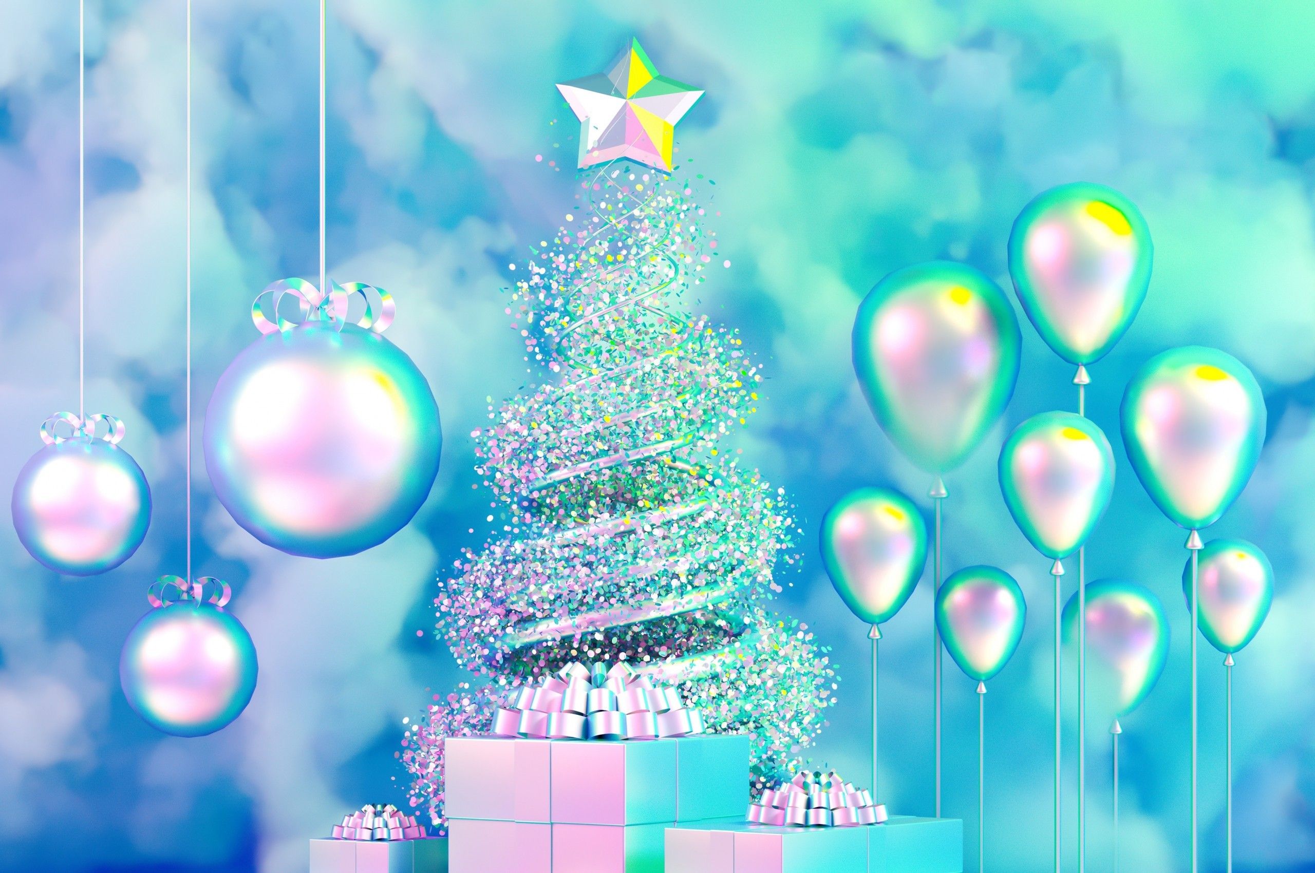 Download 2560x1700 Christmas Decoration 2020, Happy New Year 2020, Merry Christmas 2020 Wallpaper for Chromebook Pixel