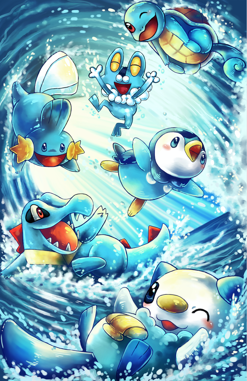 Pokemon Starters by Michelle Simpson of #WaterType #Pokemon #W. Pokemon, Pokemon background, Cute pokemon wallpaper