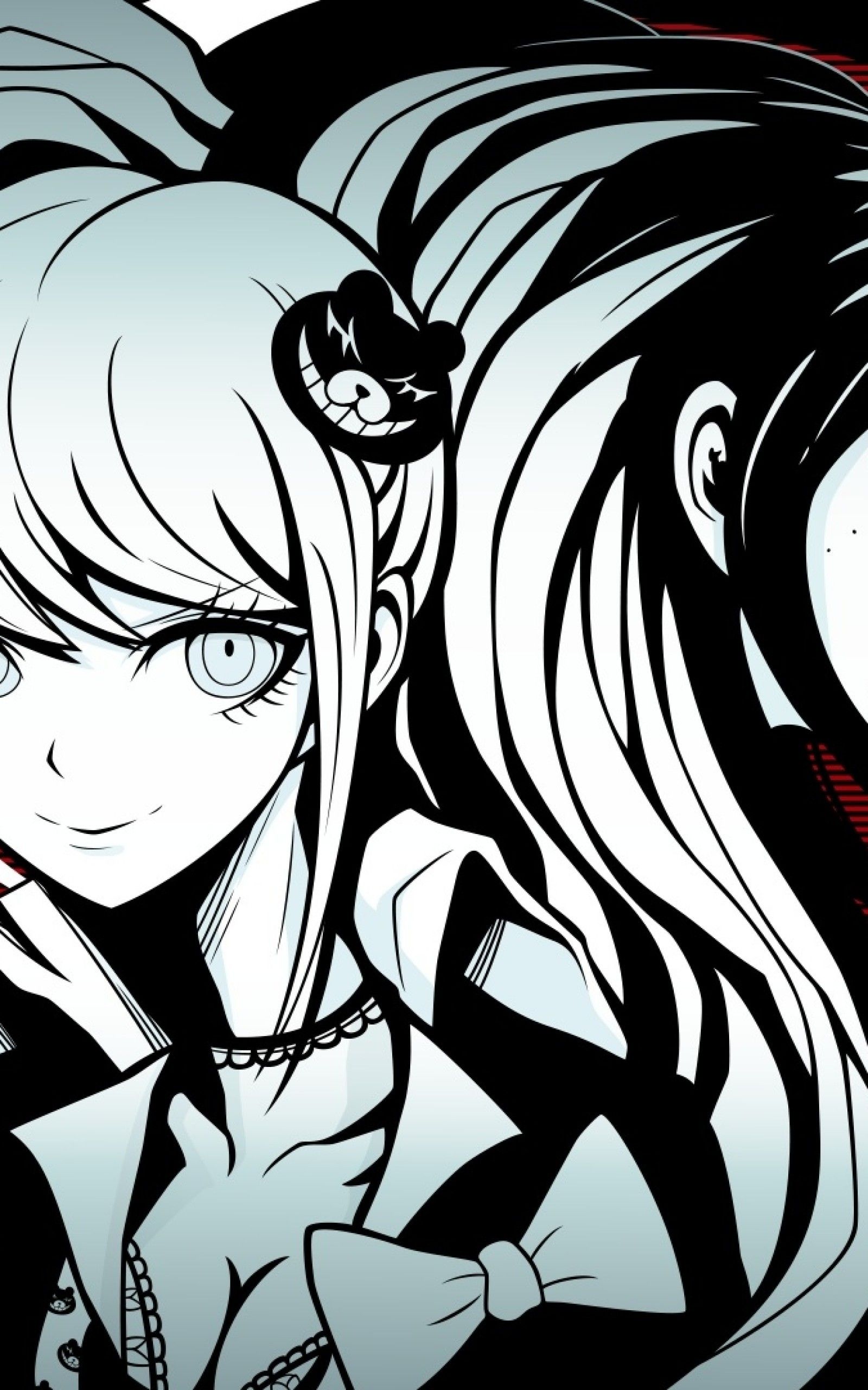 Download 1600x2560 Danganronpa, Ikusaba Mukuro, Enoshima Junko, Black And White Wallpaper for Google Nexus 10