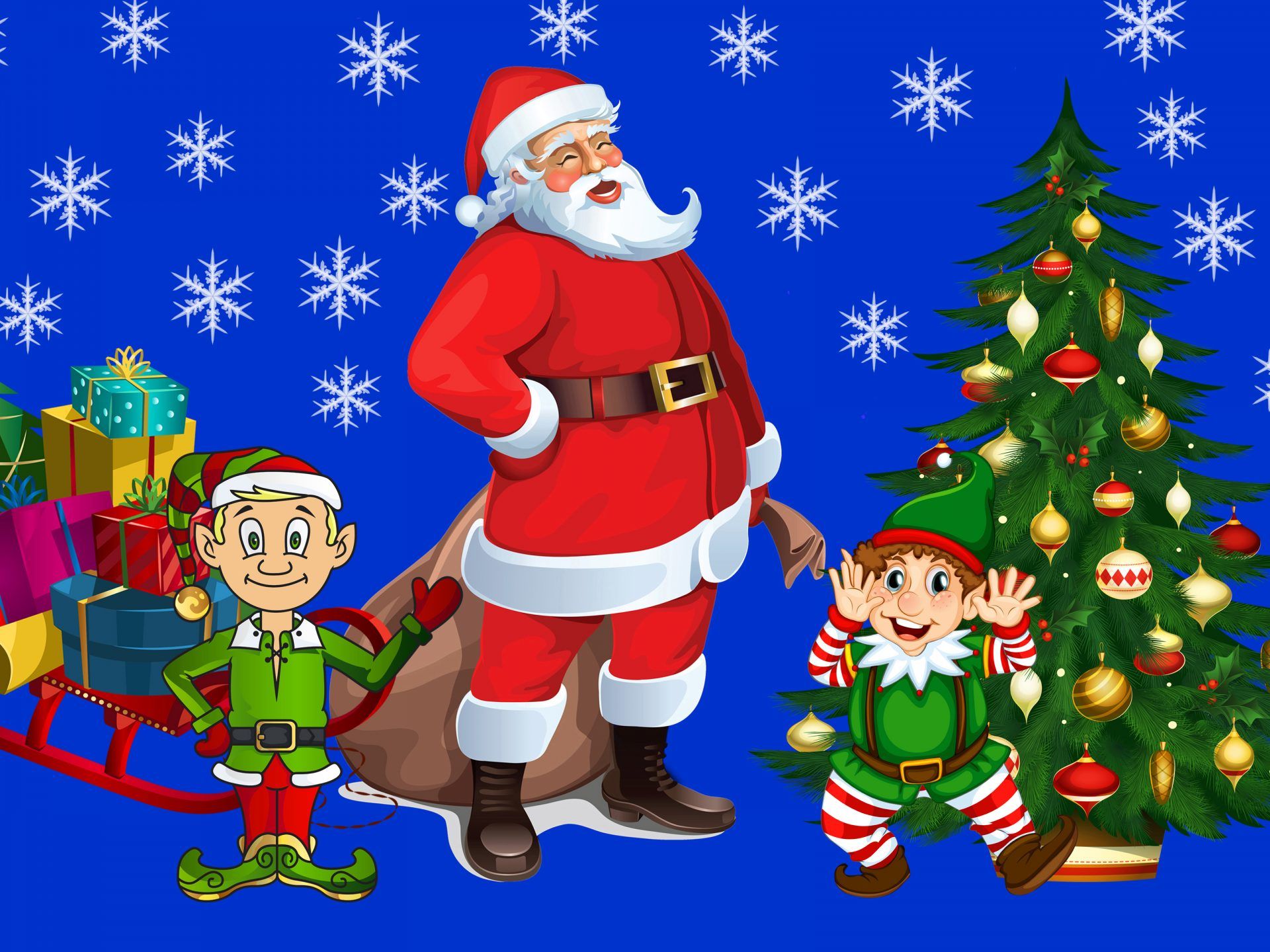 Christmas Tree Hanging Out With Santa Claus Gifts Wallpaper For Desktop Full Screen HD 3840x2400, Wallpaper13.com