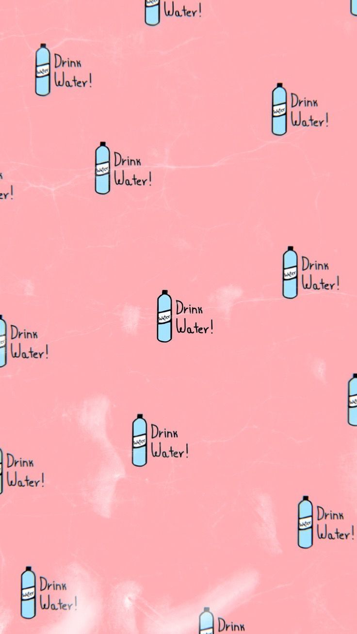 Pink cute wallpaper iphone samsung drink more water animation bottle water. Drink water motivation, Pink bottle, Cute wallpaper