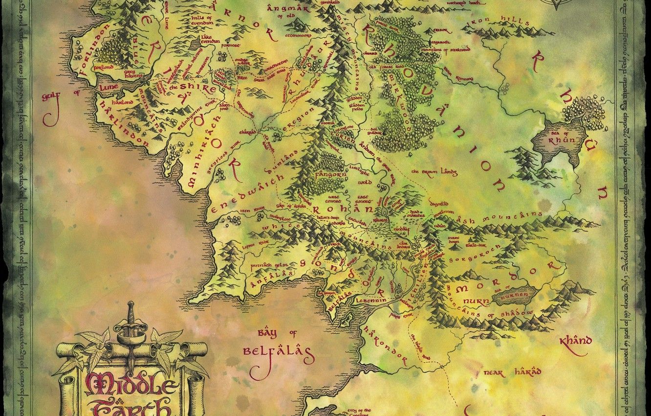 Wallpaper Map, Lord Of The Rings, Middle Earth, John Ronald Reuel Tolkien, Of Middle Earth Image For Desktop, Section разное