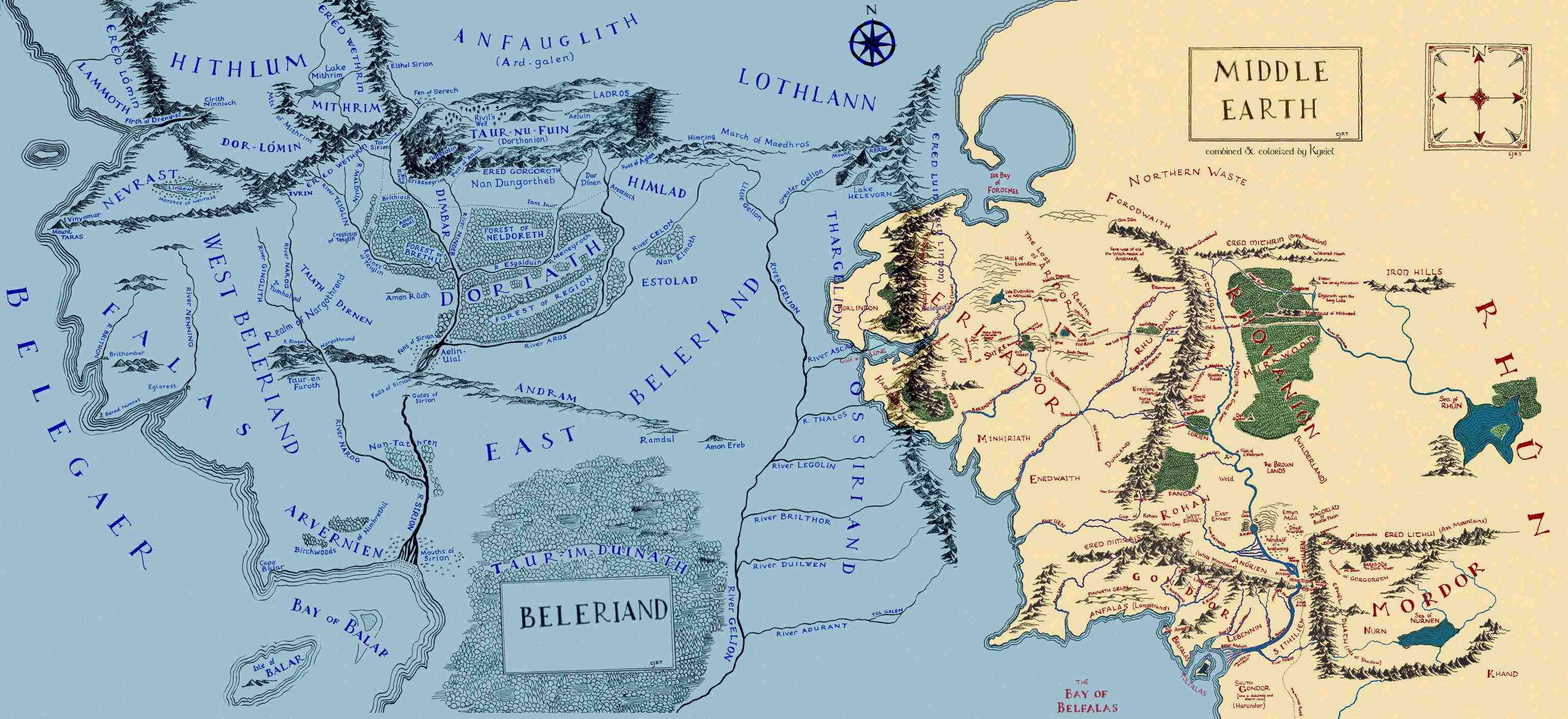 Middle Earth Beleriand Map
