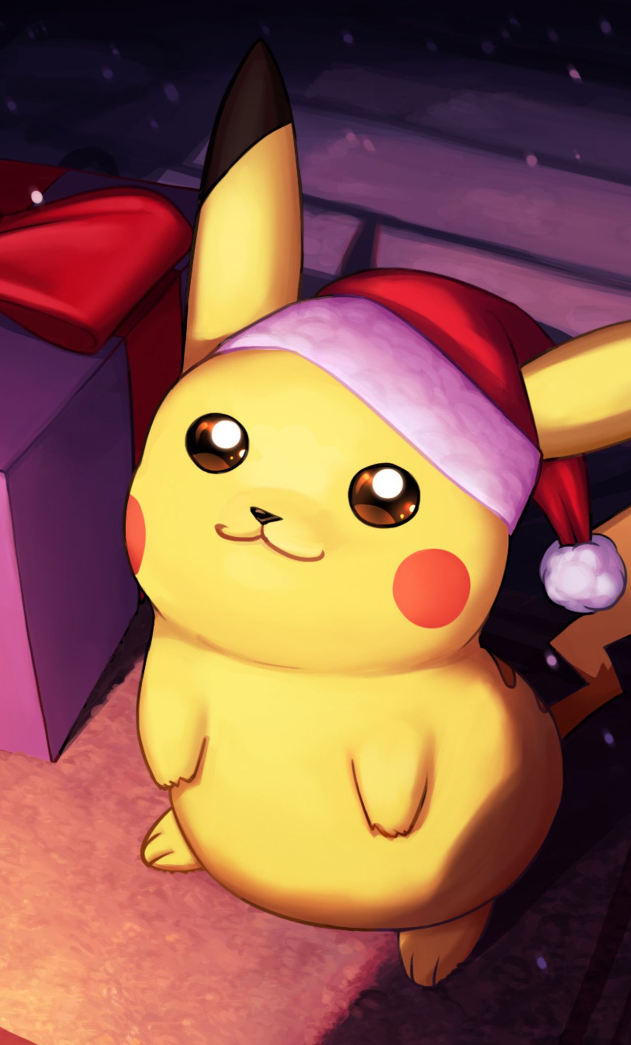 Pikachu On Christmas Day Fanart iPhone HD 4k Wallpaper, Image, Background, Photo and Picture