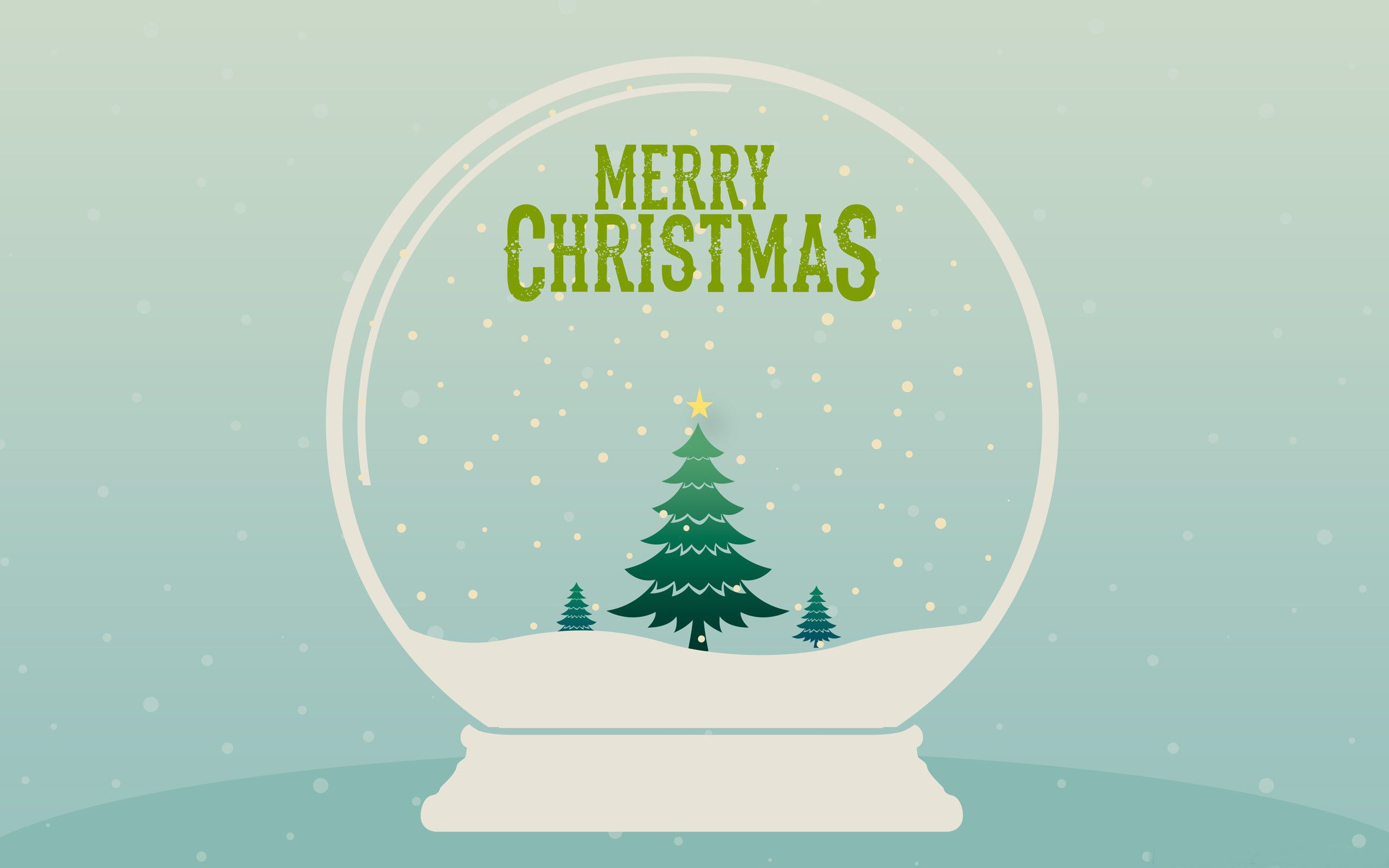 Merry Christmas Snow Globe Minimalist Wallpaper
