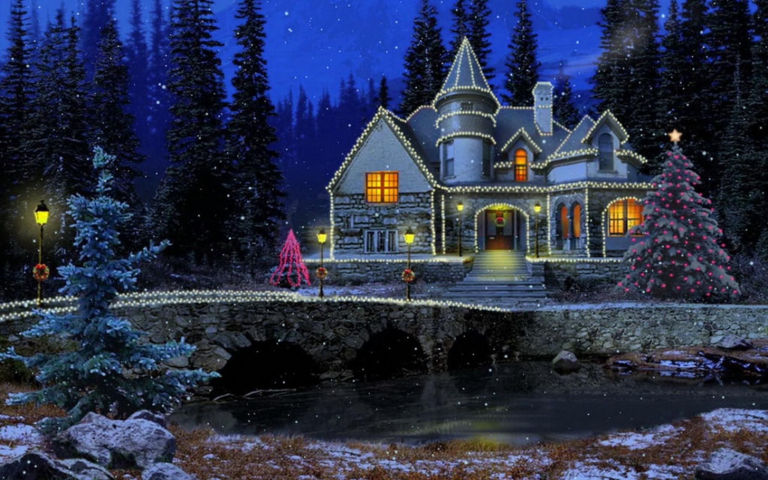 Beautiful Winter Night Wallpaper. Wallpaper, Background, Image, Art Photo. Animated christmas, Christmas scenes, Christmas wallpaper