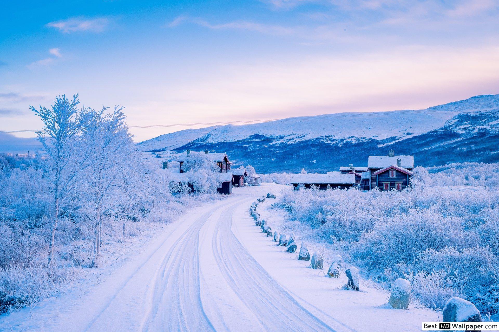 Relaxing view of winter village HD wallpaper download