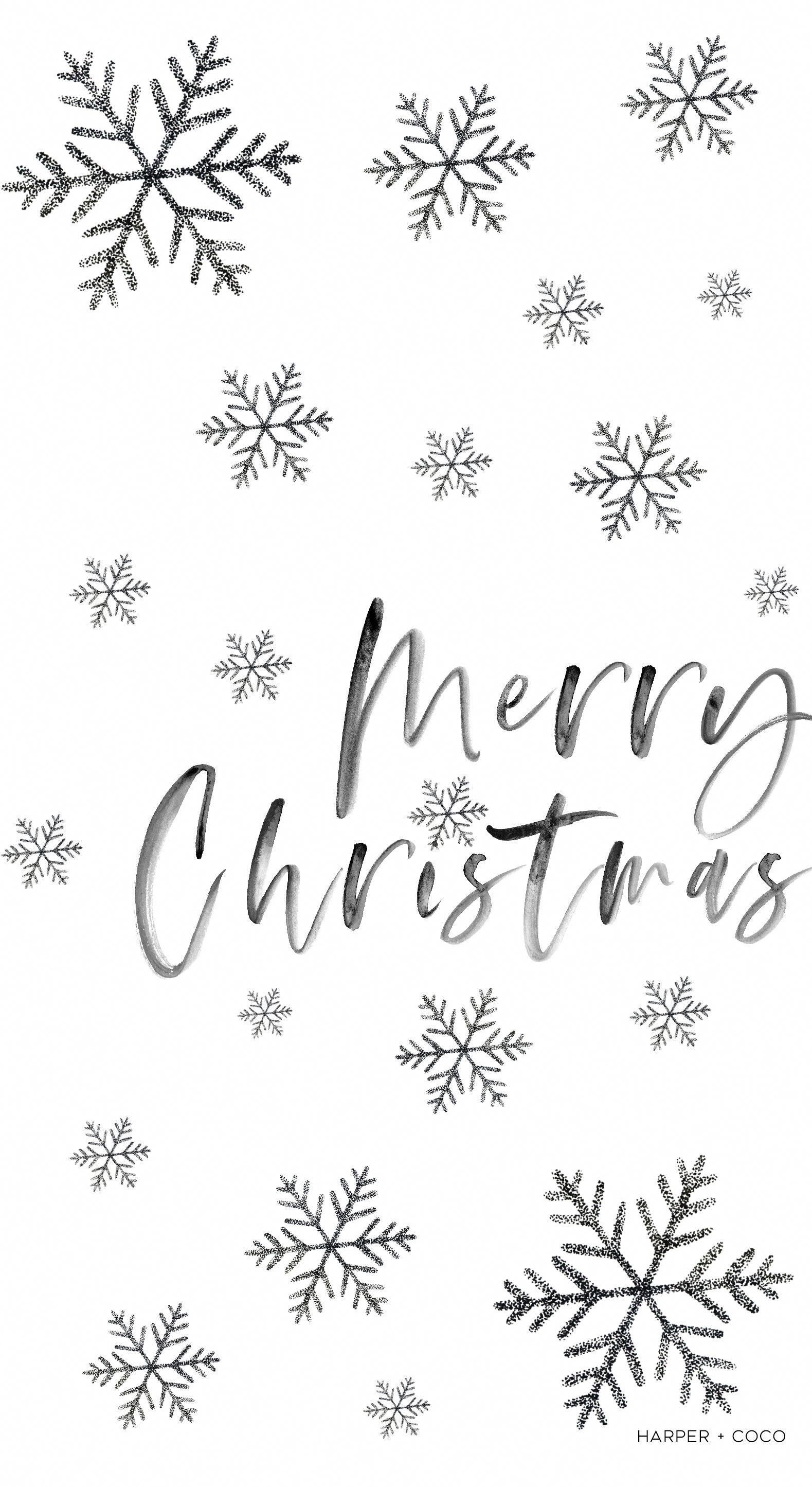 Merry Christmas iphone wallpaper. Black and white snowflakes wallpaper. # Christmas. Christmas phone wallpaper, Wallpaper iphone christmas, Snowflake wallpaper