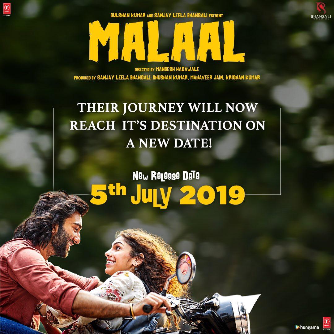 taran adarsh release date. #Malaal will now release on 5 July 2019. Sanjay Leela Bhansali introduces Sharmin Segal and Meezaan in the film. Directed