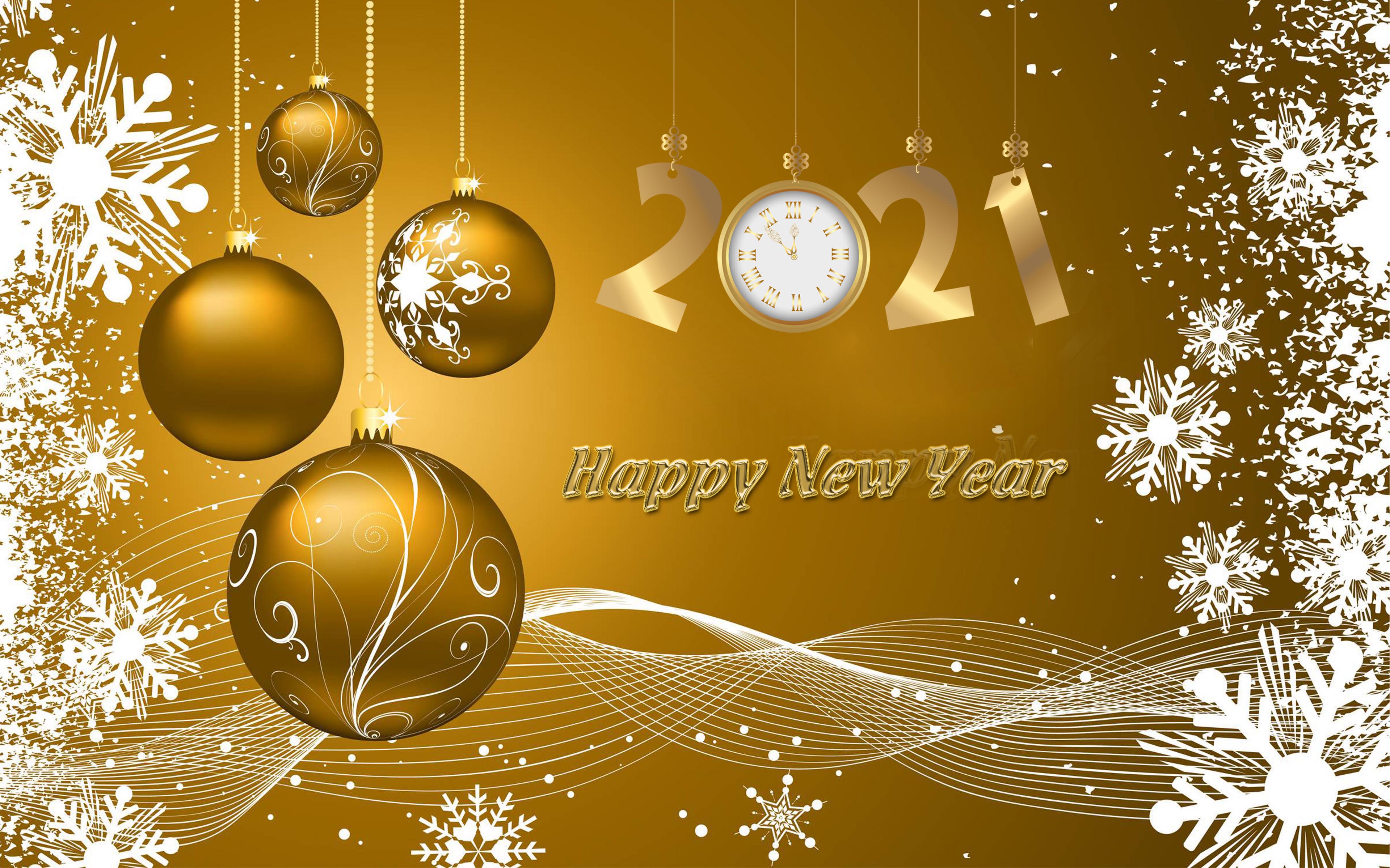 Happy New 2021 Year Wishes Gold Greeting Card & Quotes 4k Ultrahd Wallpaper 3840×2400, Wallpaper13.com