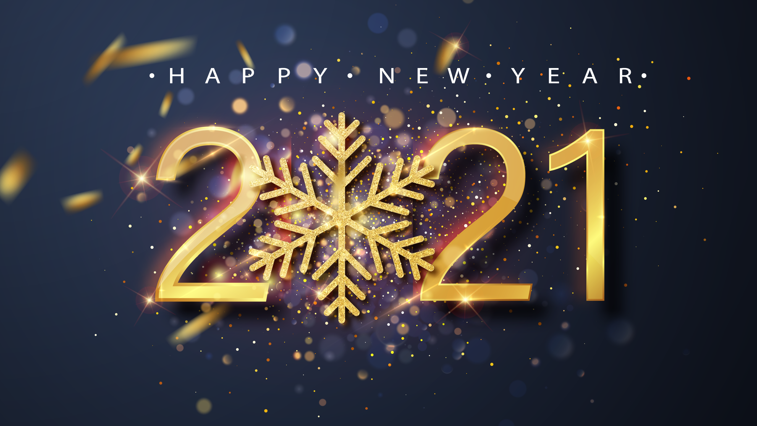 New Year 4K Wallpaper, Happy New Year, Golden Letters, Sparkles, Celebrations New Year