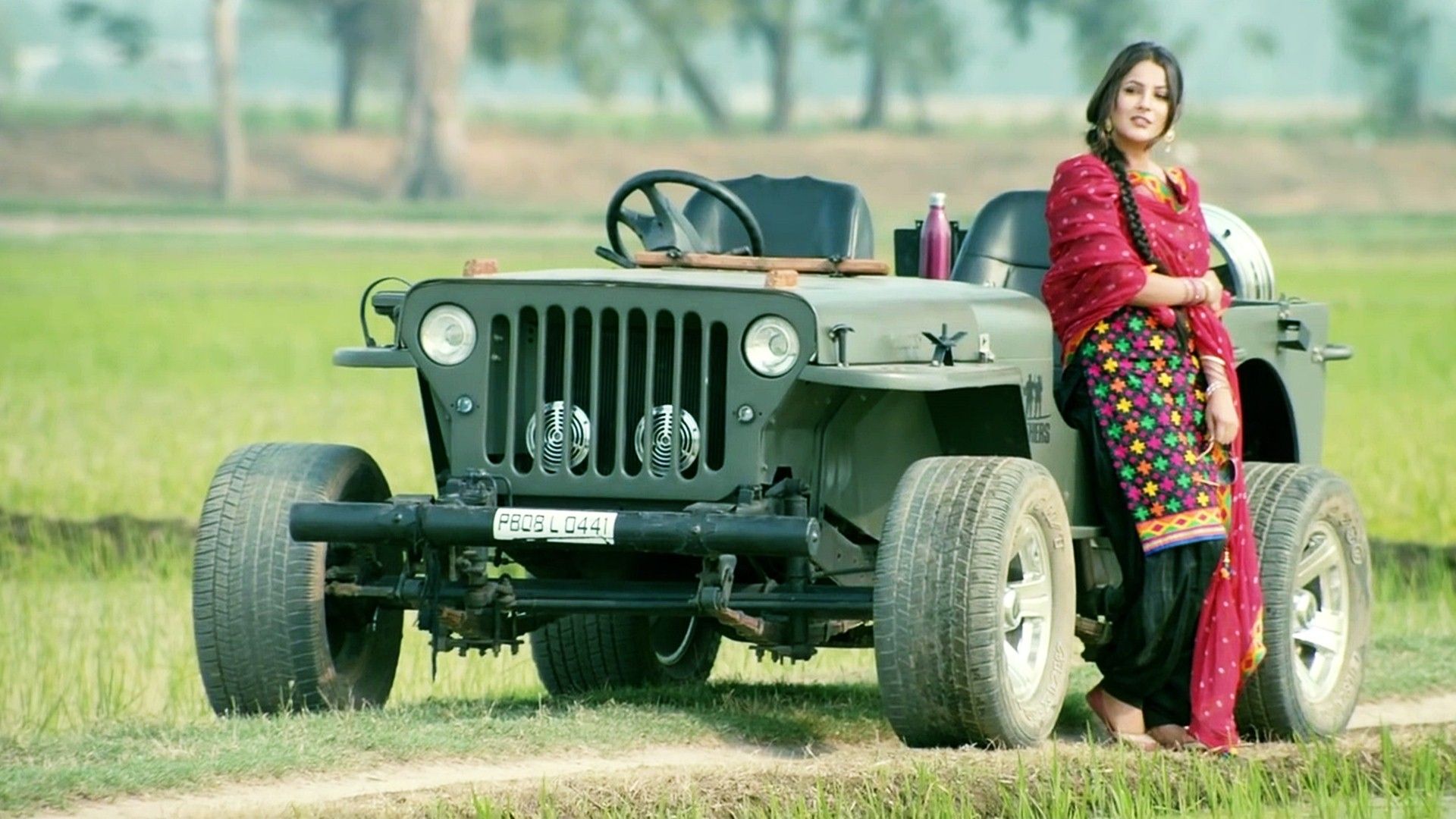 Punjabi Model With Jeep Car Wallpaper 04733