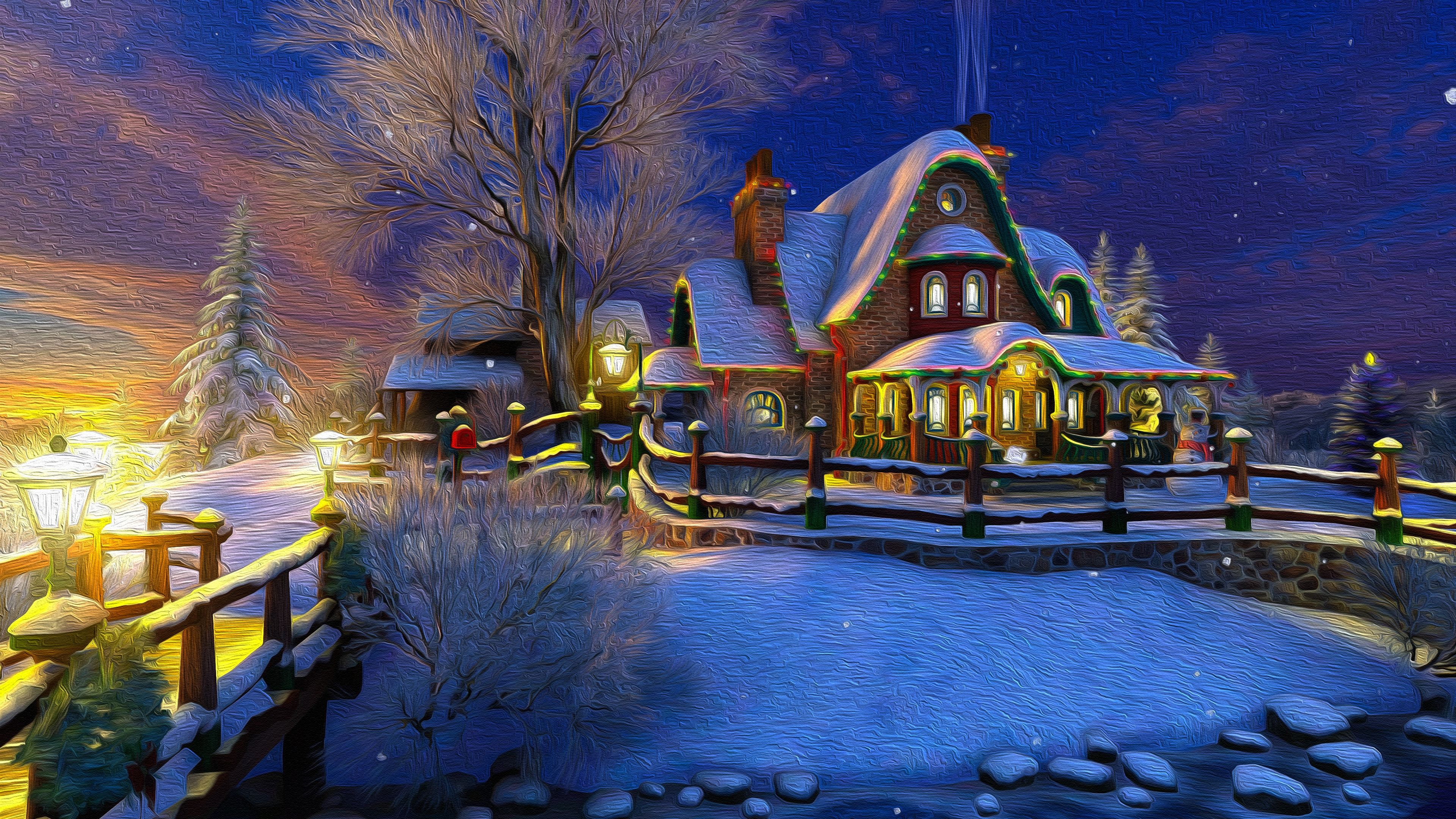 Download 3840x2160 Christmas 2018, Cozy House, Winter, Snow Wallpapers for ...