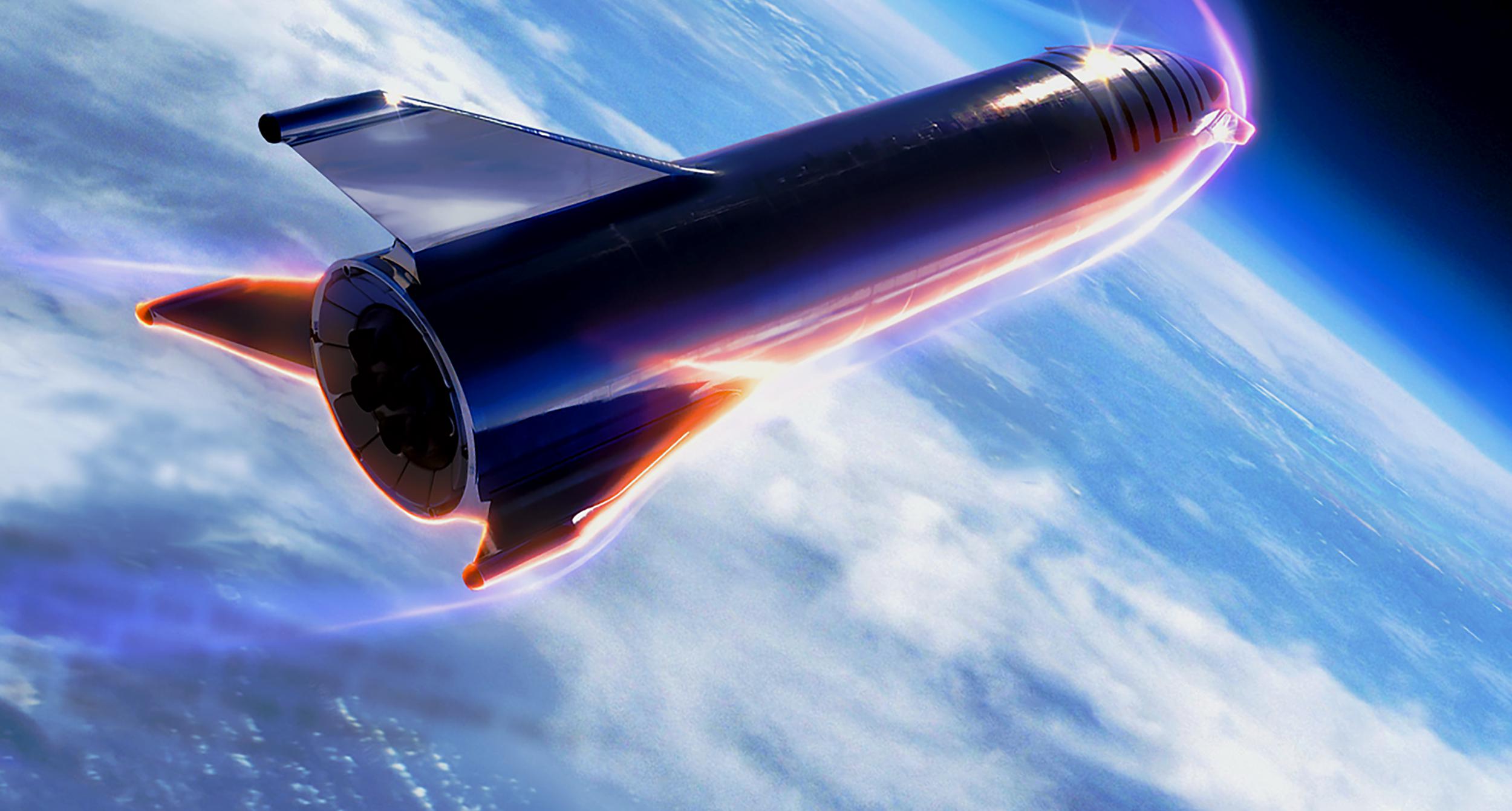 SpaceX's Steel Starship Glows During Earth Reentry In First High Quality Render