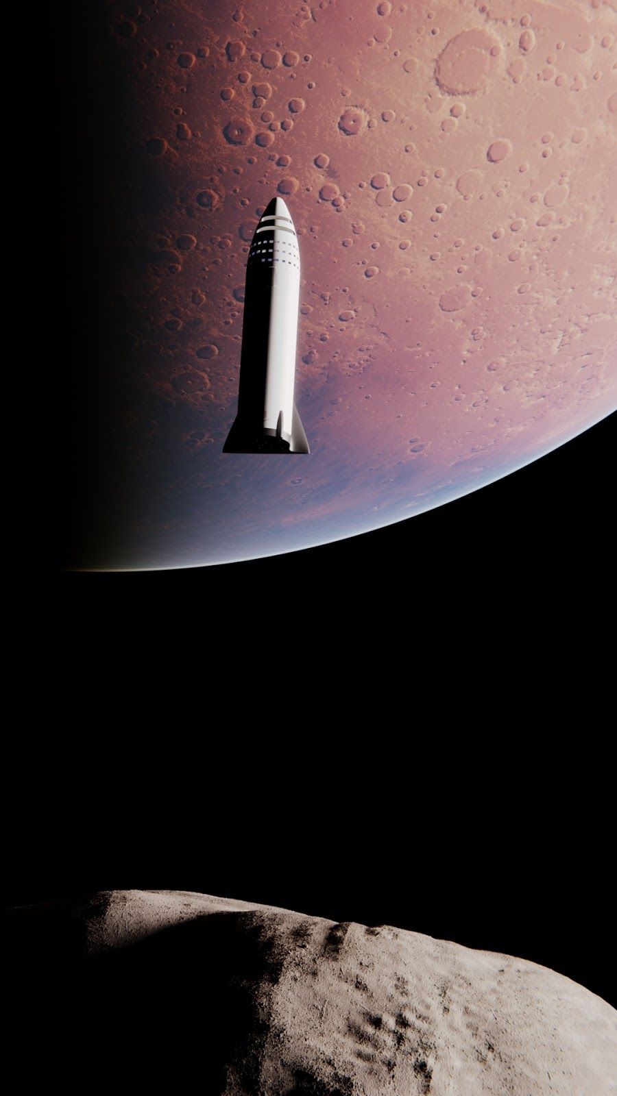 SpaceX BFR spaceship approaching Phobos by Mack Crawford. Spacex, Spaceship concept, Spacex starship