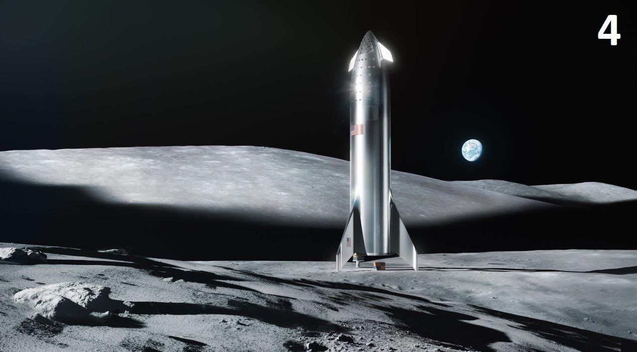 Elon Musk shares new renderings of SpaceX Starship on moon, Mars