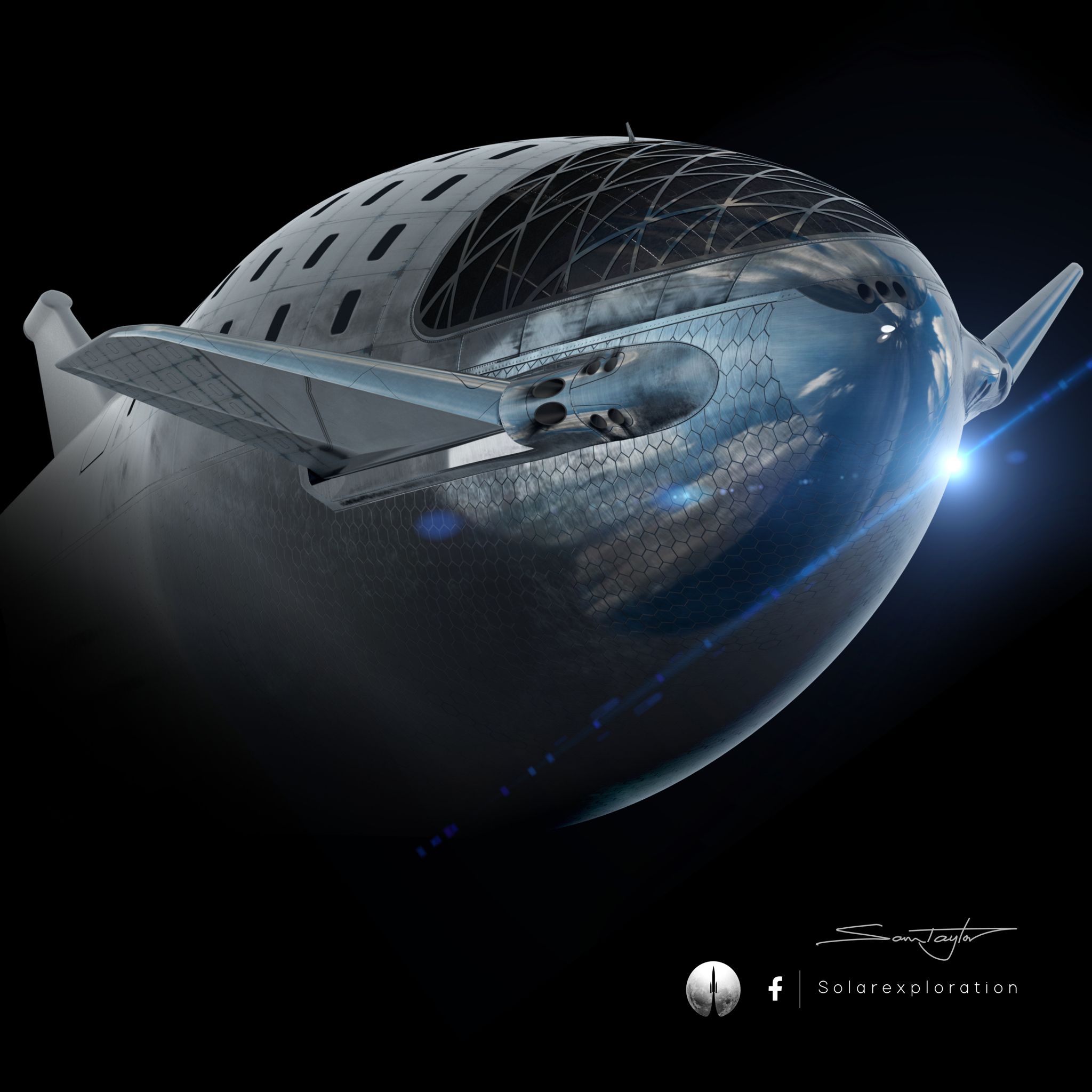 Shiny SpaceX Starship renders