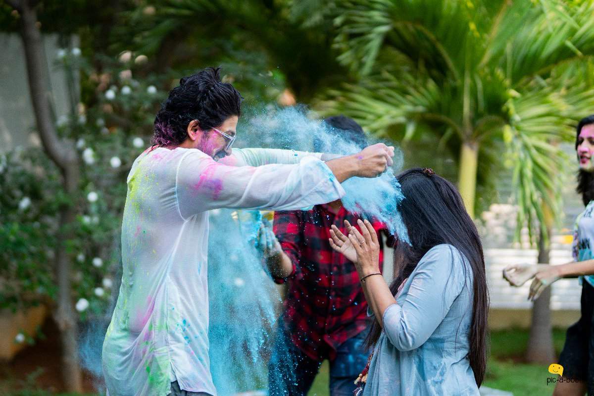 Colourful Pics: Allu Arjun, Sneha Reddy & kids celebrate Holi in style!. Telugu Movie News of India