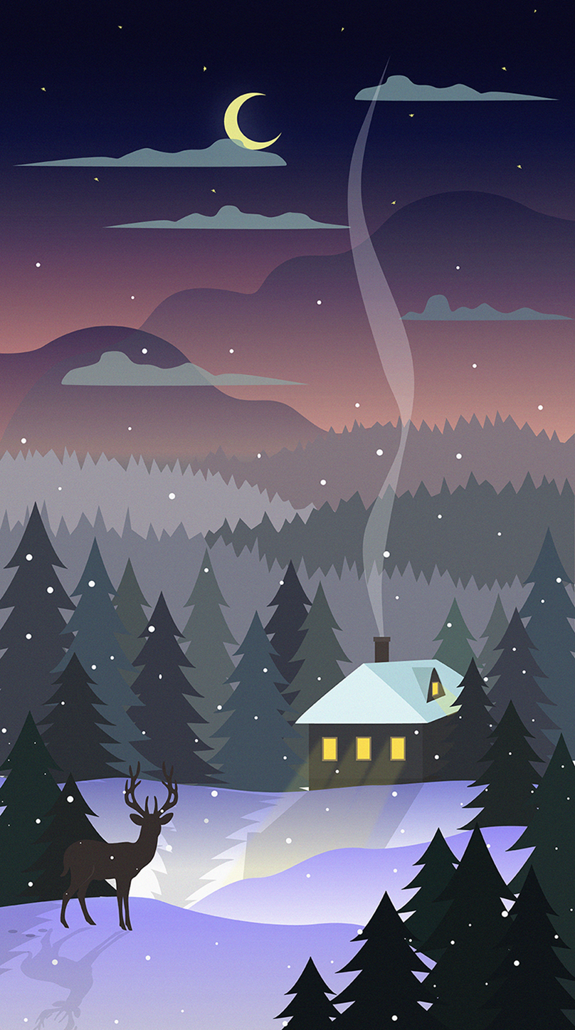 Snowy wallpaper illustrations for iPhone