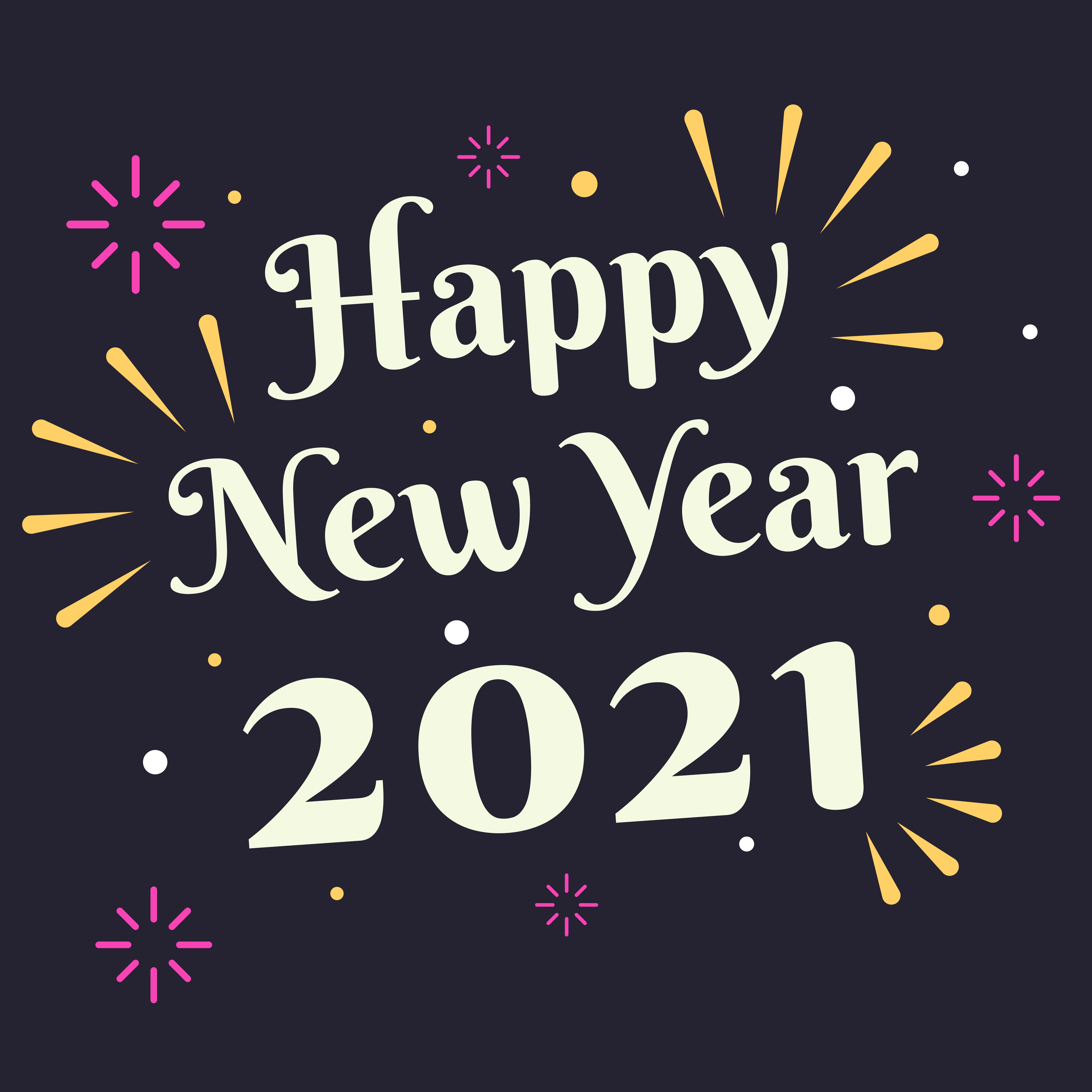 Happy New Year 2021 card with fireworks Free Vectors, Clipart Graphics & Vector Art