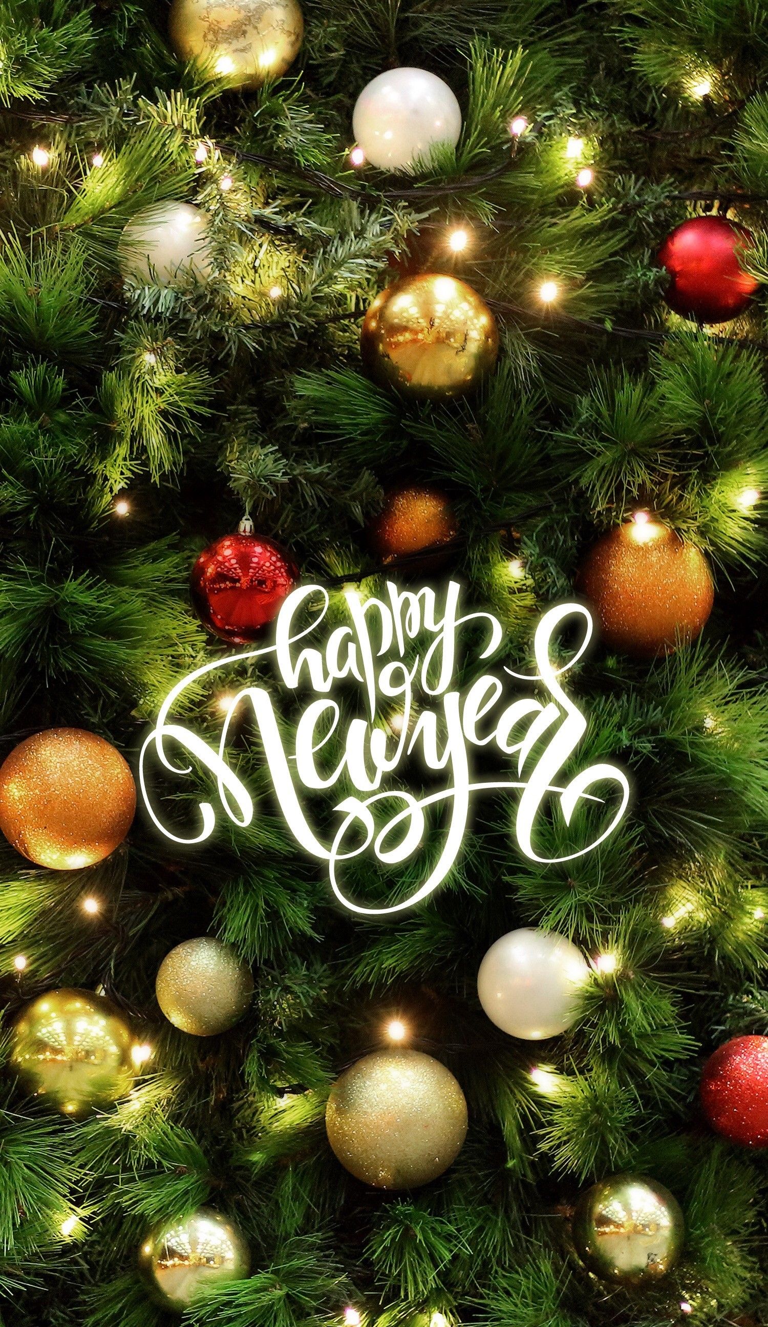 Wallpaper IPhone Holidays Happy New Year Âšª Data Tree Lights Balls