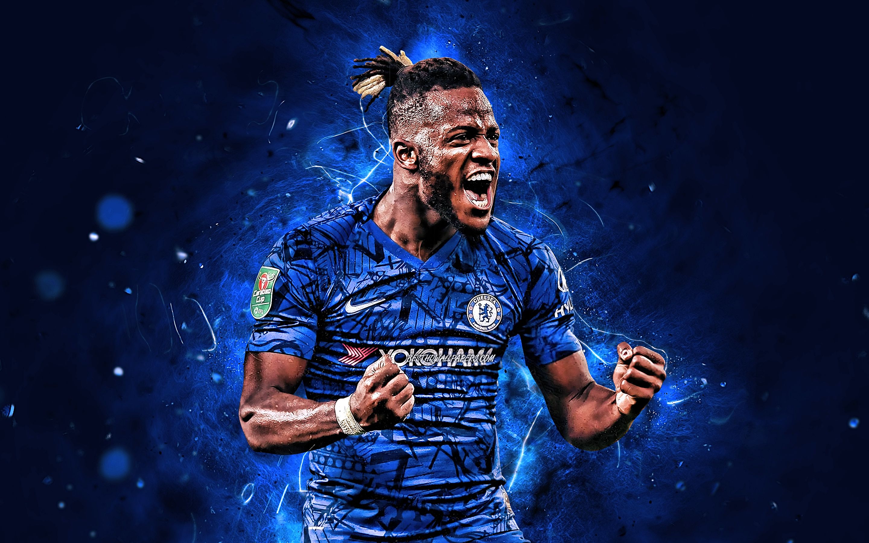 Download Wallpaper Michy Batshuayi, 2019, Chelsea FC, Belgian Footballers, Premier League, Soccer, Michy Batshuayi Atunga, Football, Neon Lights, England, Michy Batshuayi Chelsea For Desktop With Resolution 2880x1800. High Quality HD Picture Wallpaper