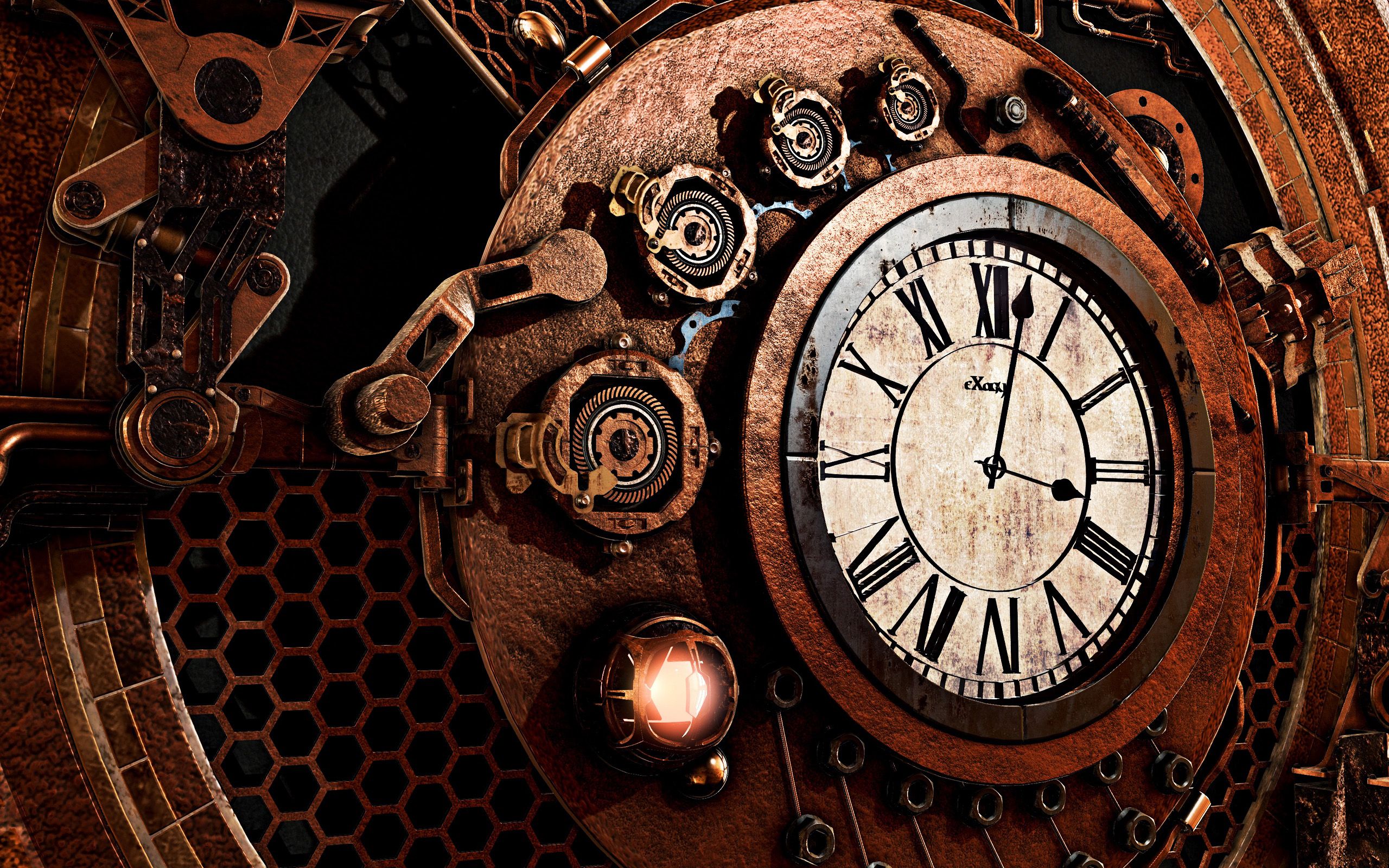 Download wallpaper old clock, retro, time concepts, clock mechanism, metal clock for desktop with resolution 2560x1600. High Quality HD picture wallpaper