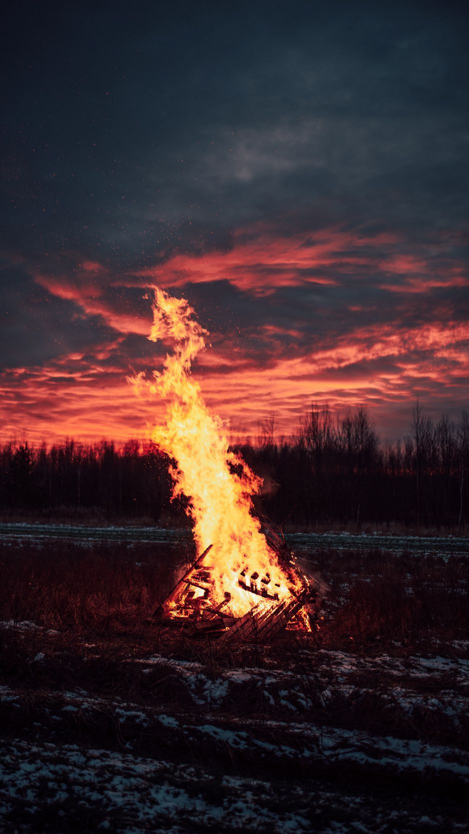 Download Wallpaper 938x1668 Bonfire, Fire, Flame, Sparks, Dusk Iphone 8 7 6s 6 For Parallax HD Background