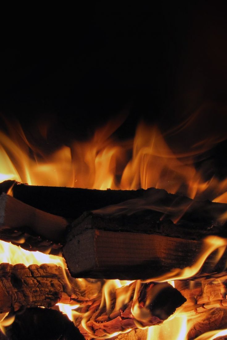 Burning Logs On Fire. Fire, Log fires, Orange wallpaper