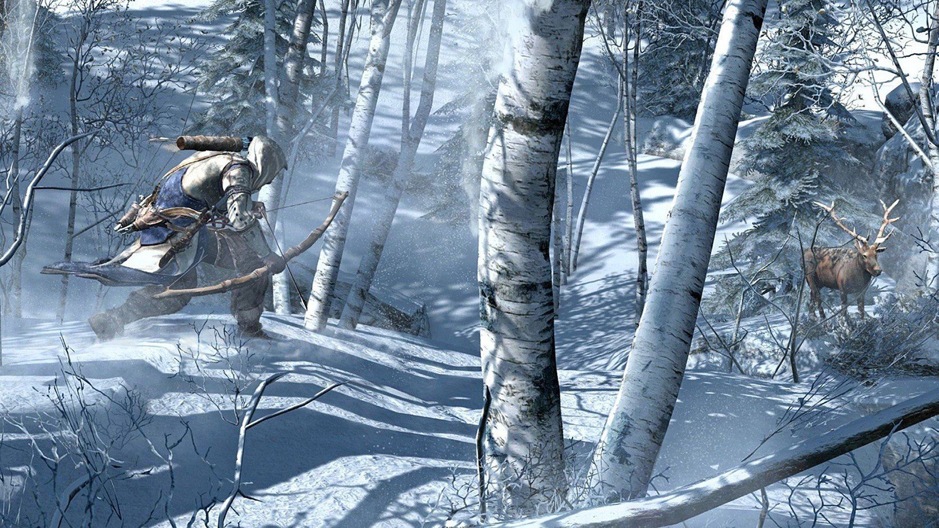 Video games winter Assassins Creed 3 wallpaperx1080